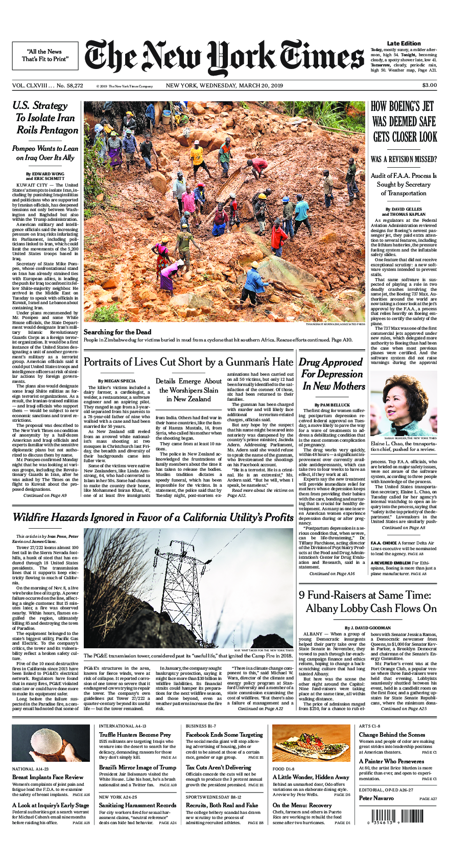 Prima-pagina-New-York-Times-del-2019-03-20