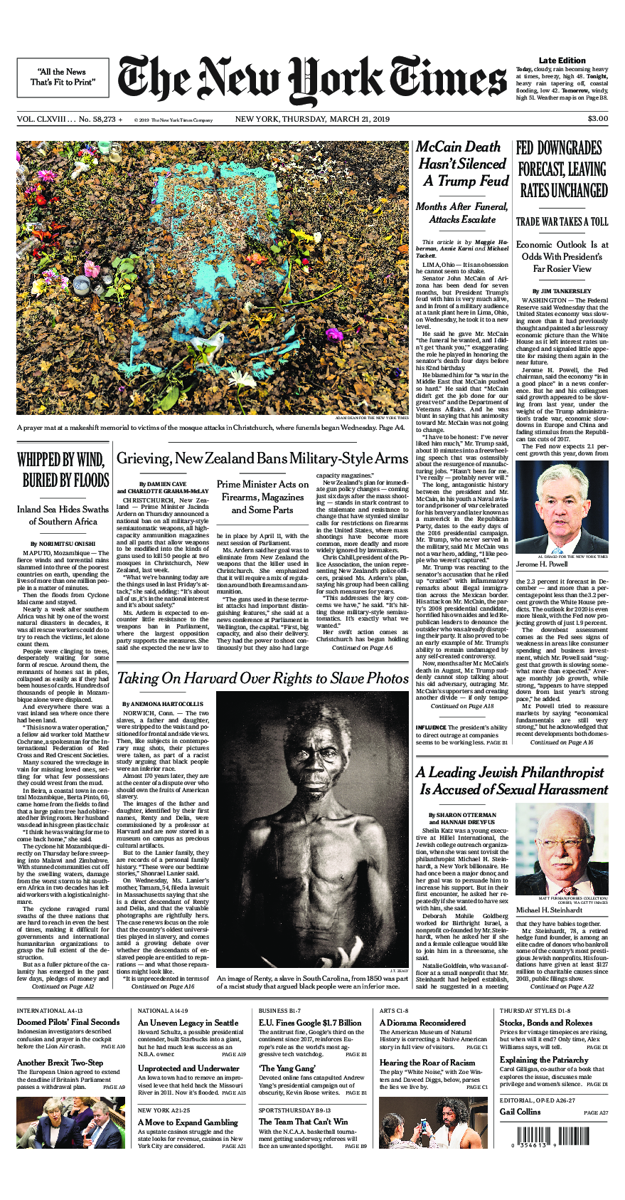 Prima-pagina-New-York-Times-del-2019-03-21