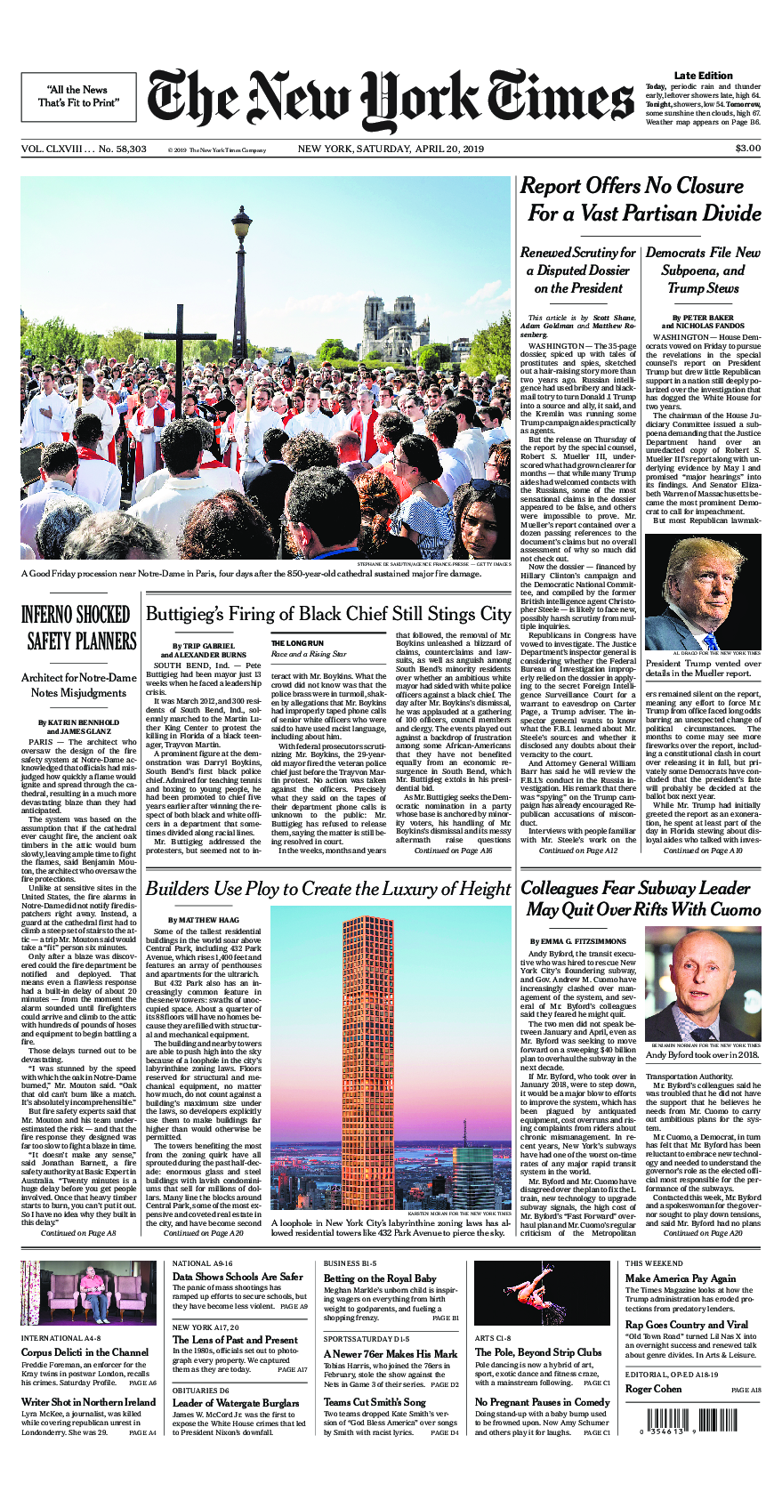 Prima-pagina-New-York-Times-del-2019-04-20