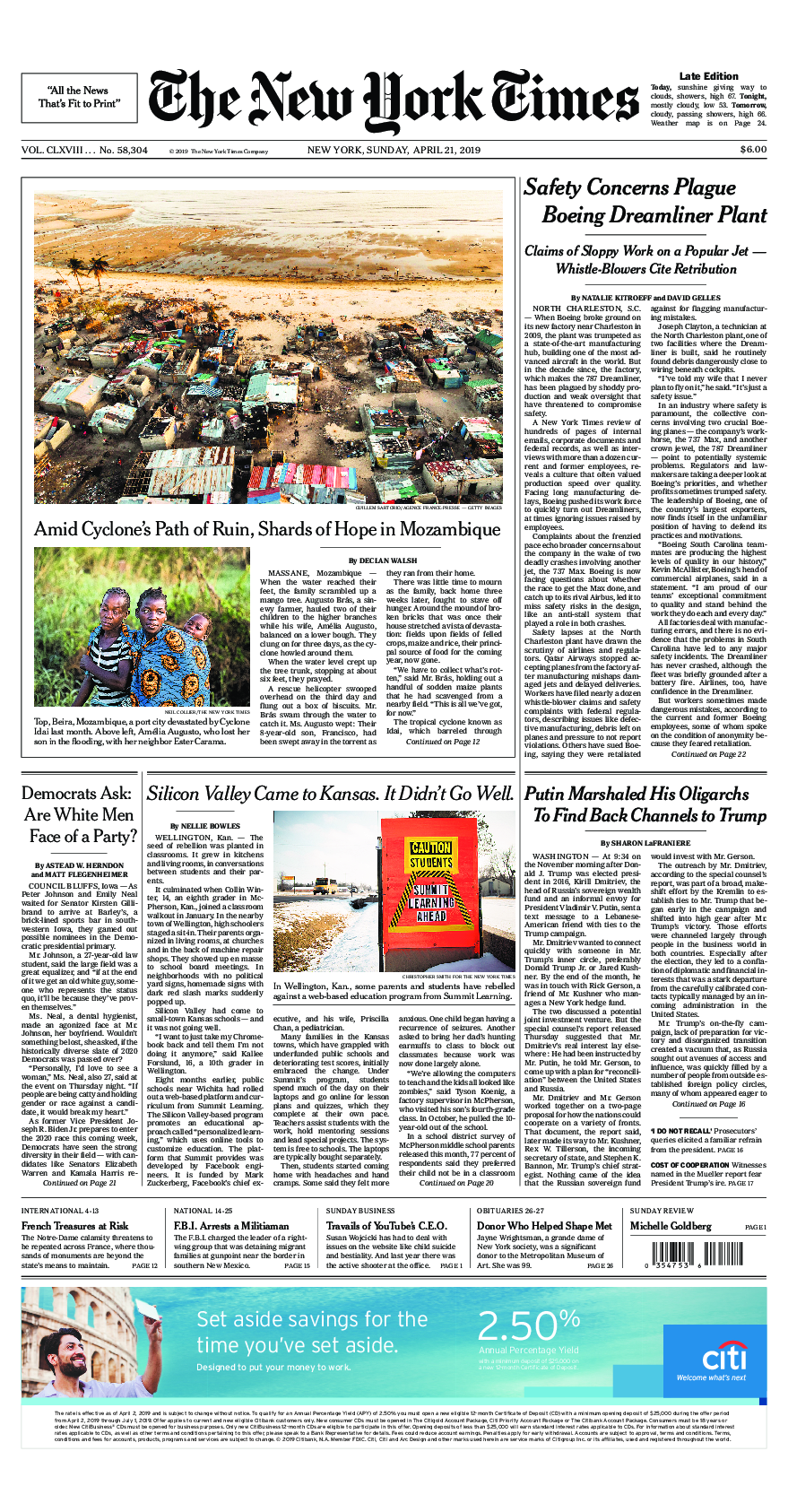 Prima-pagina-New-York-Times-del-2019-04-21