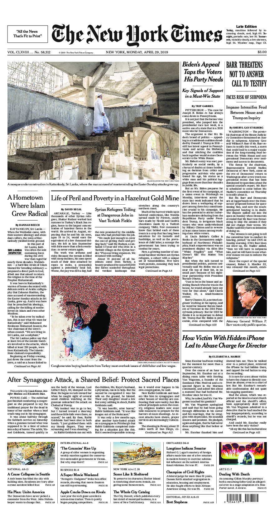 Prima-pagina-New-York-Times-del-2019-04-29