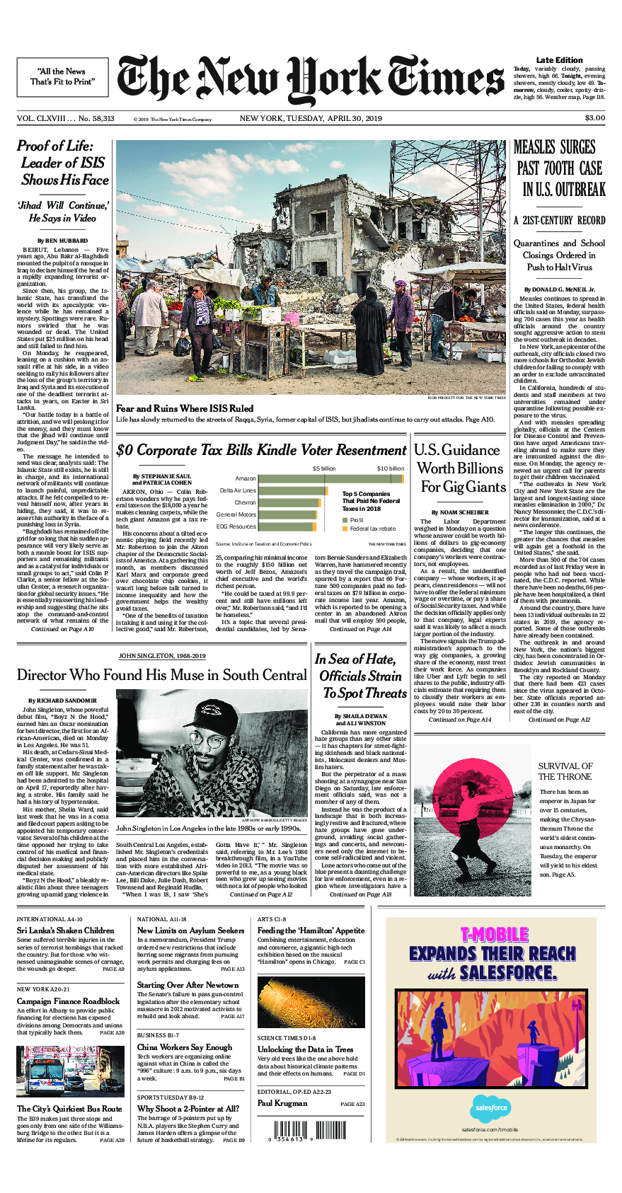 Prima-pagina-New-York-Times-del-2019-04-30