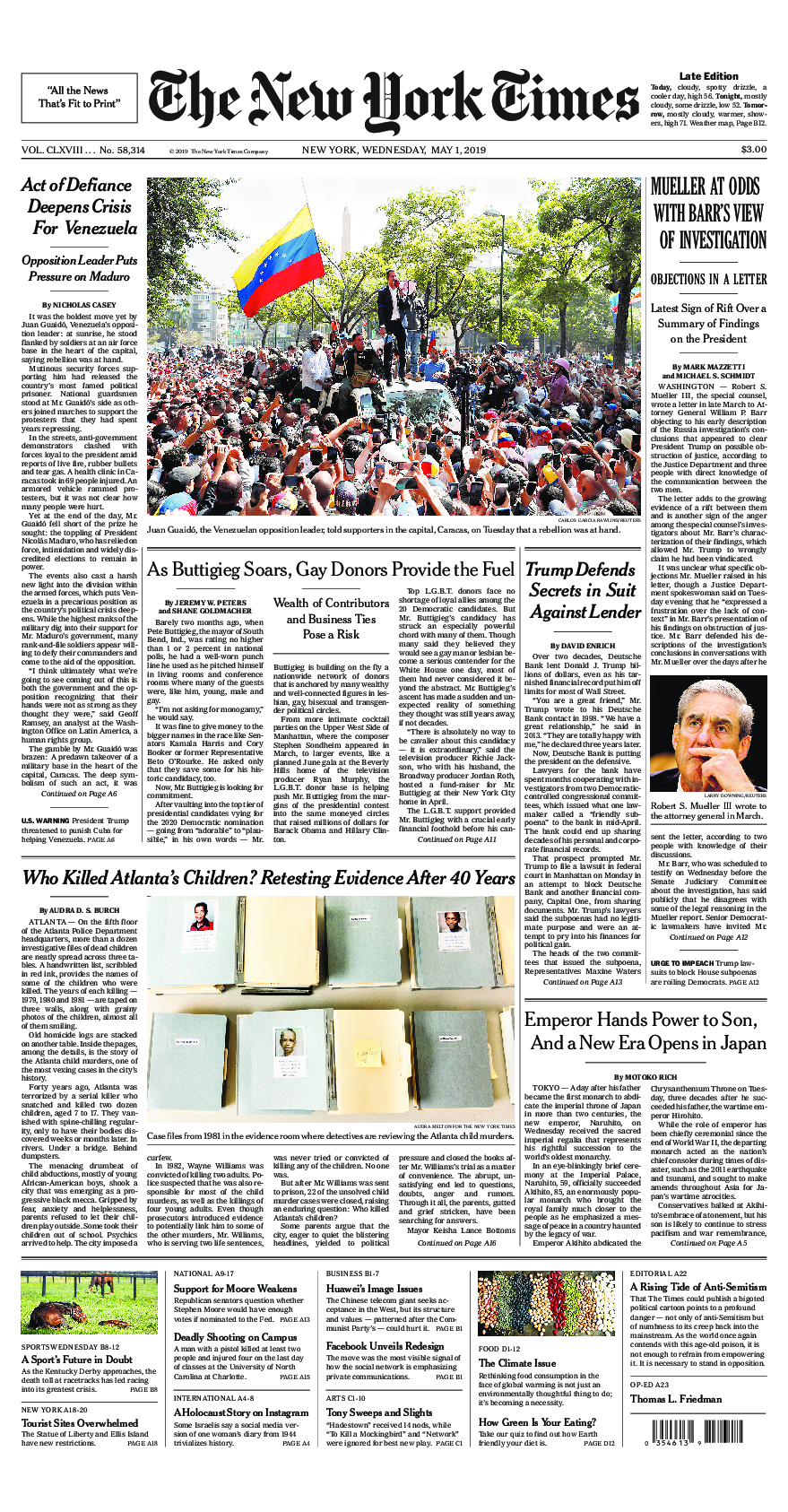 Prima-pagina-New-York-Times-del-2019-05-01