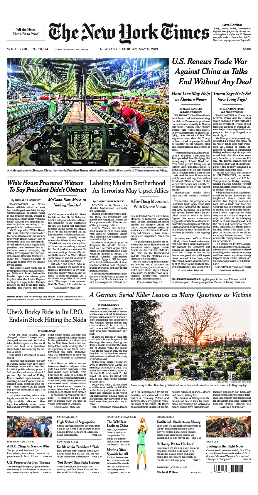 Prima-pagina-New-York-Times-del-2019-05-11