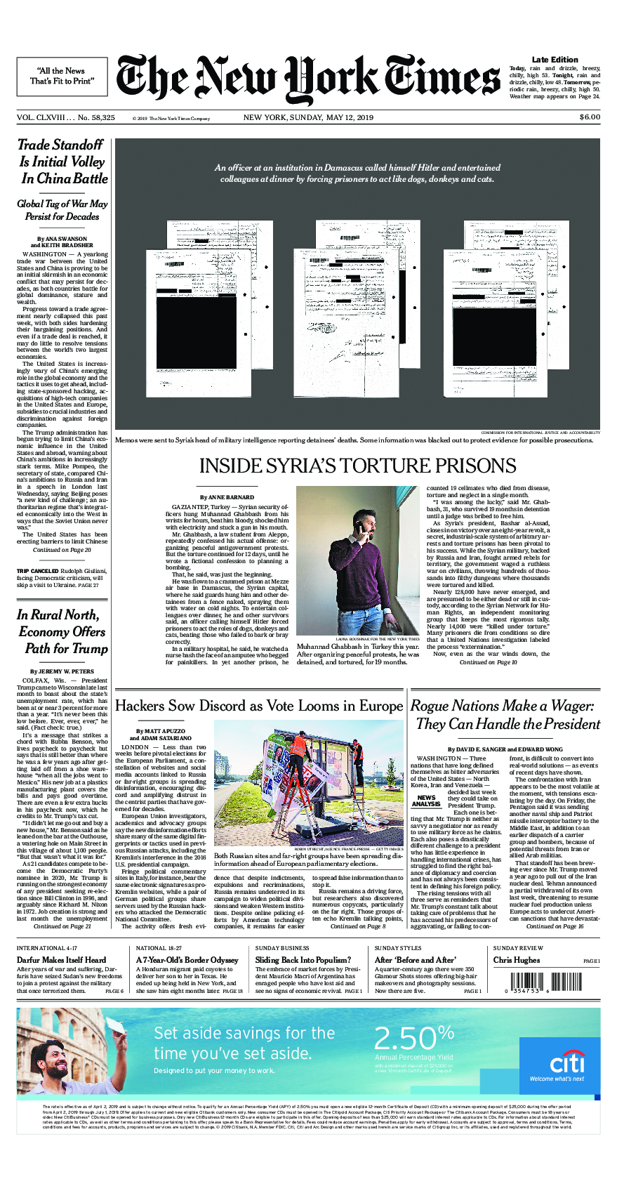 Prima-pagina-New-York-Times-del-2019-05-12