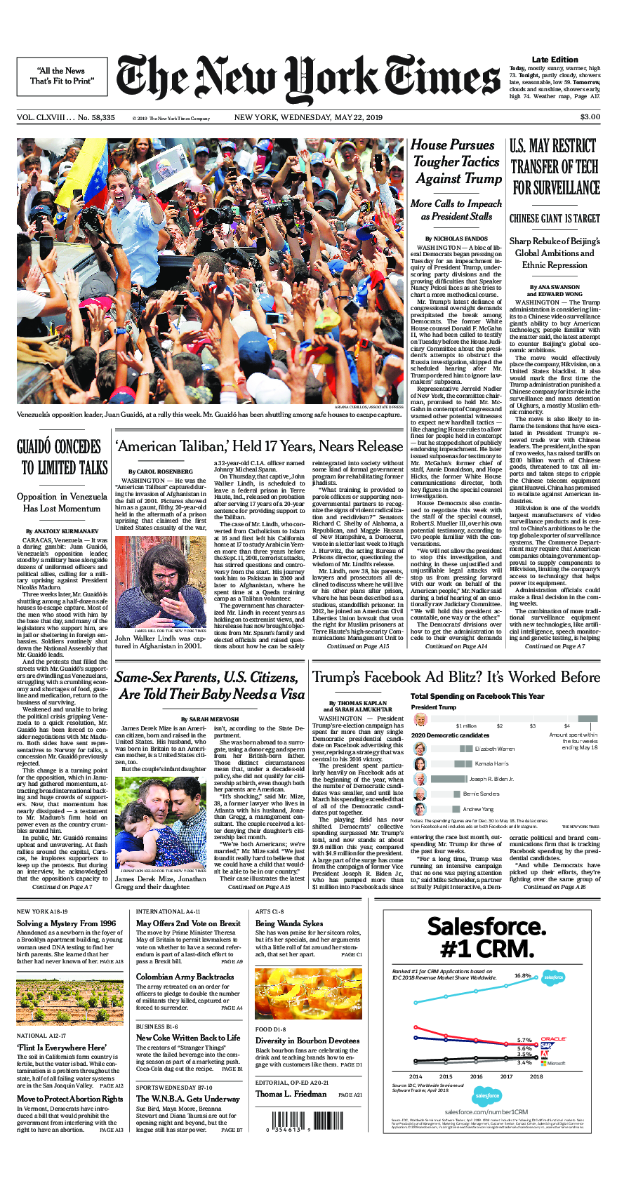 Prima-pagina-New-York-Times-del-2019-05-22