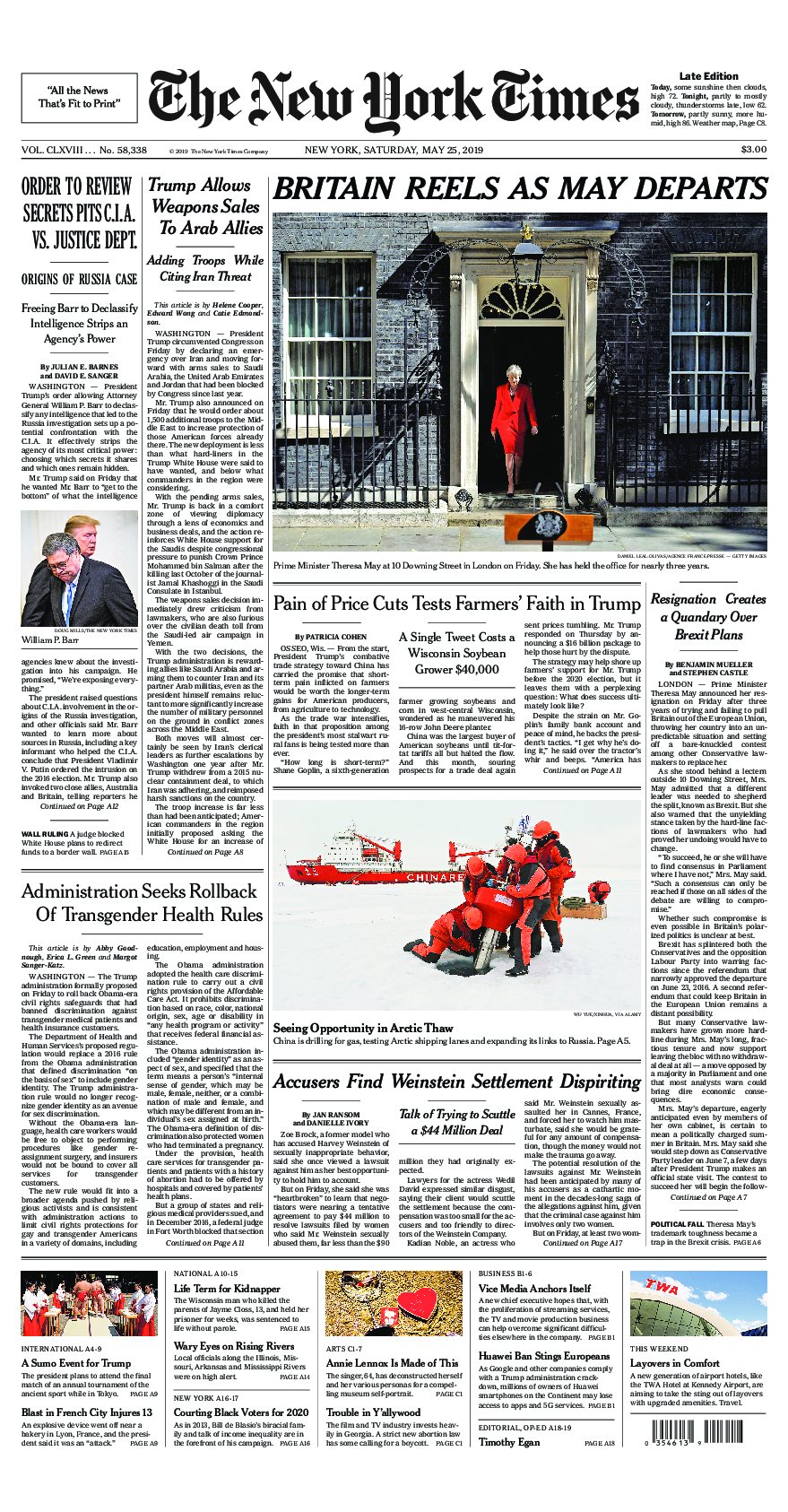 Prima-pagina-New-York-Times-del-2019-05-25