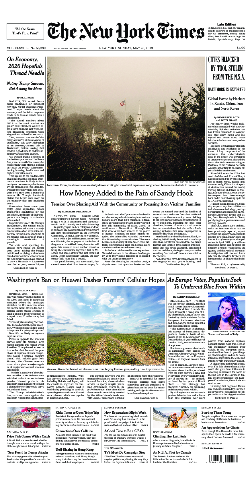 Prima-pagina-New-York-Times-del-2019-05-26