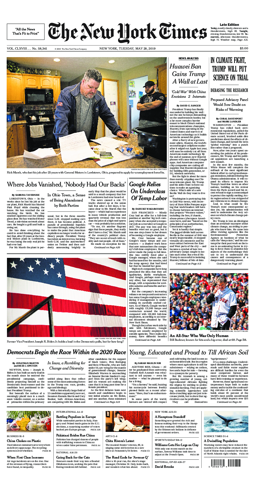 Prima-pagina-New-York-Times-del-2019-05-28