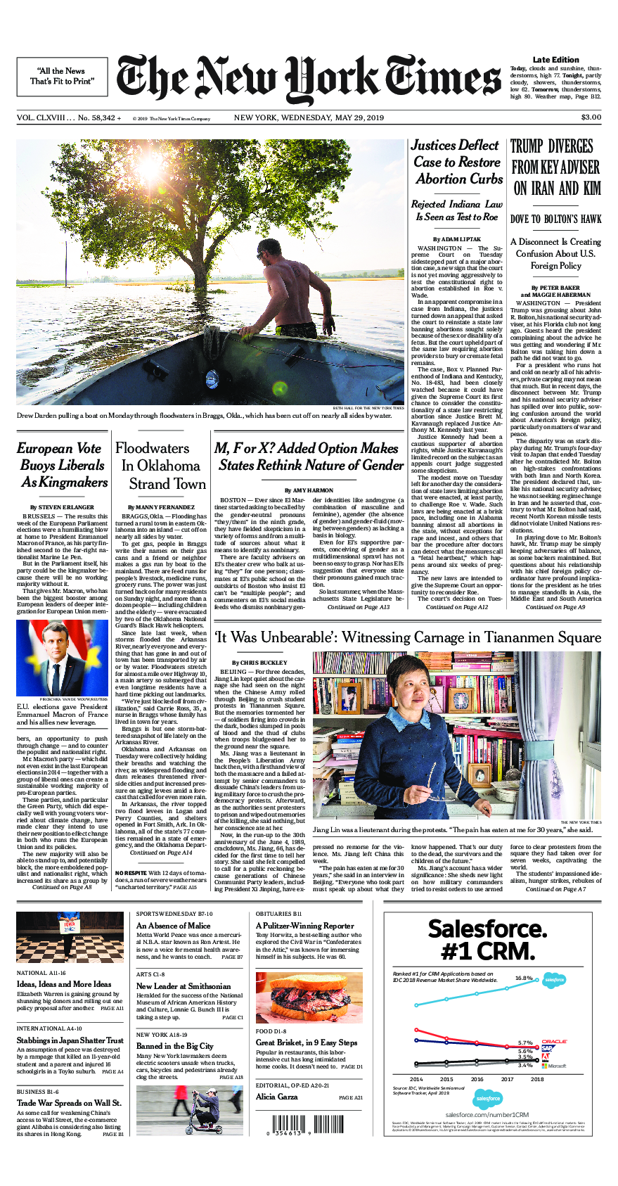 Prima-pagina-New-York-Times-del-2019-05-29