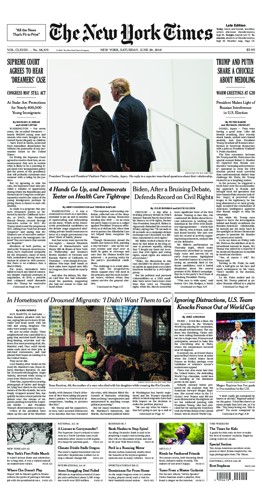 Prima-pagina-New-York-Times-del-2019-06-29