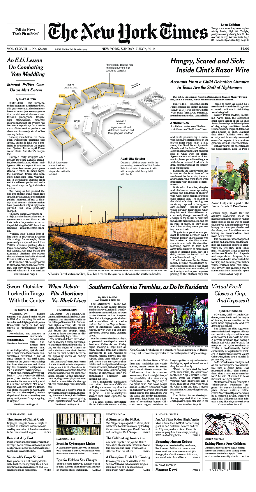 Prima-pagina-New-York-Times-del-2019-07-07