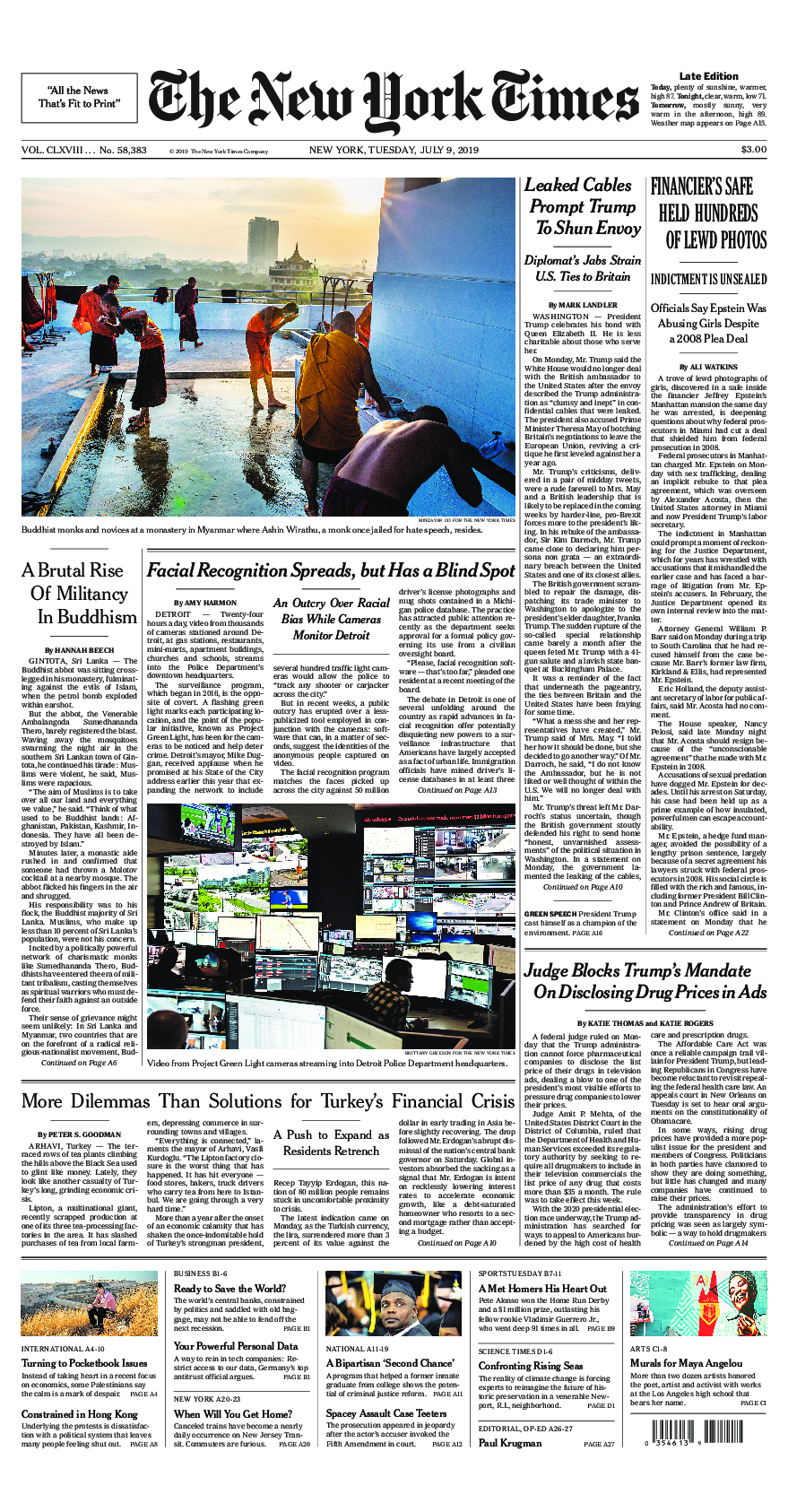 Prima-pagina-New-York-Times-del-2019-07-09