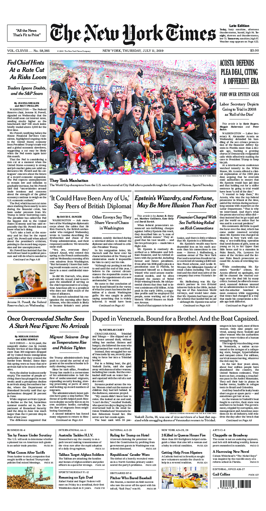 Prima-pagina-New-York-Times-del-2019-07-11