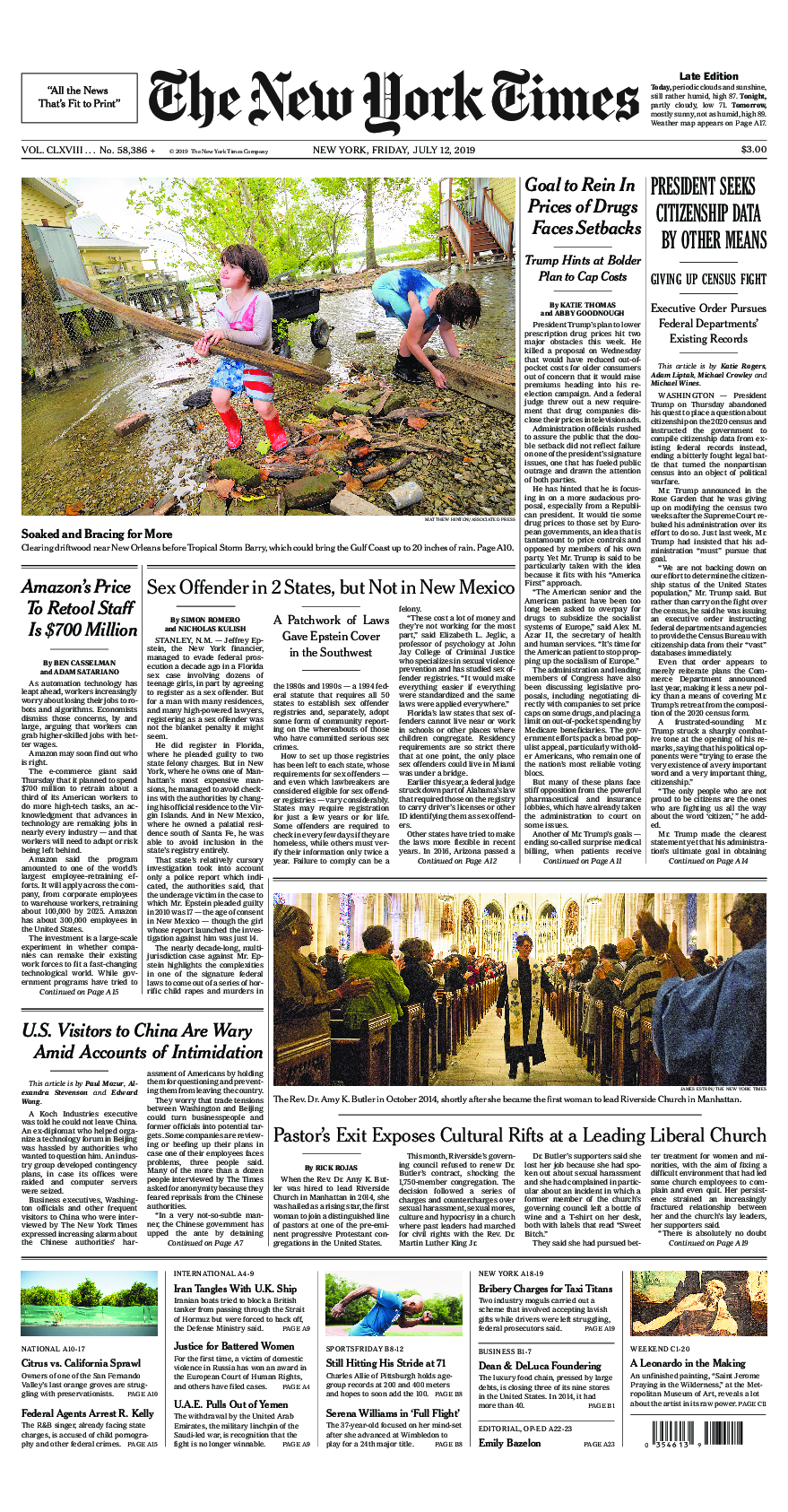 Prima-pagina-New-York-Times-del-2019-07-12