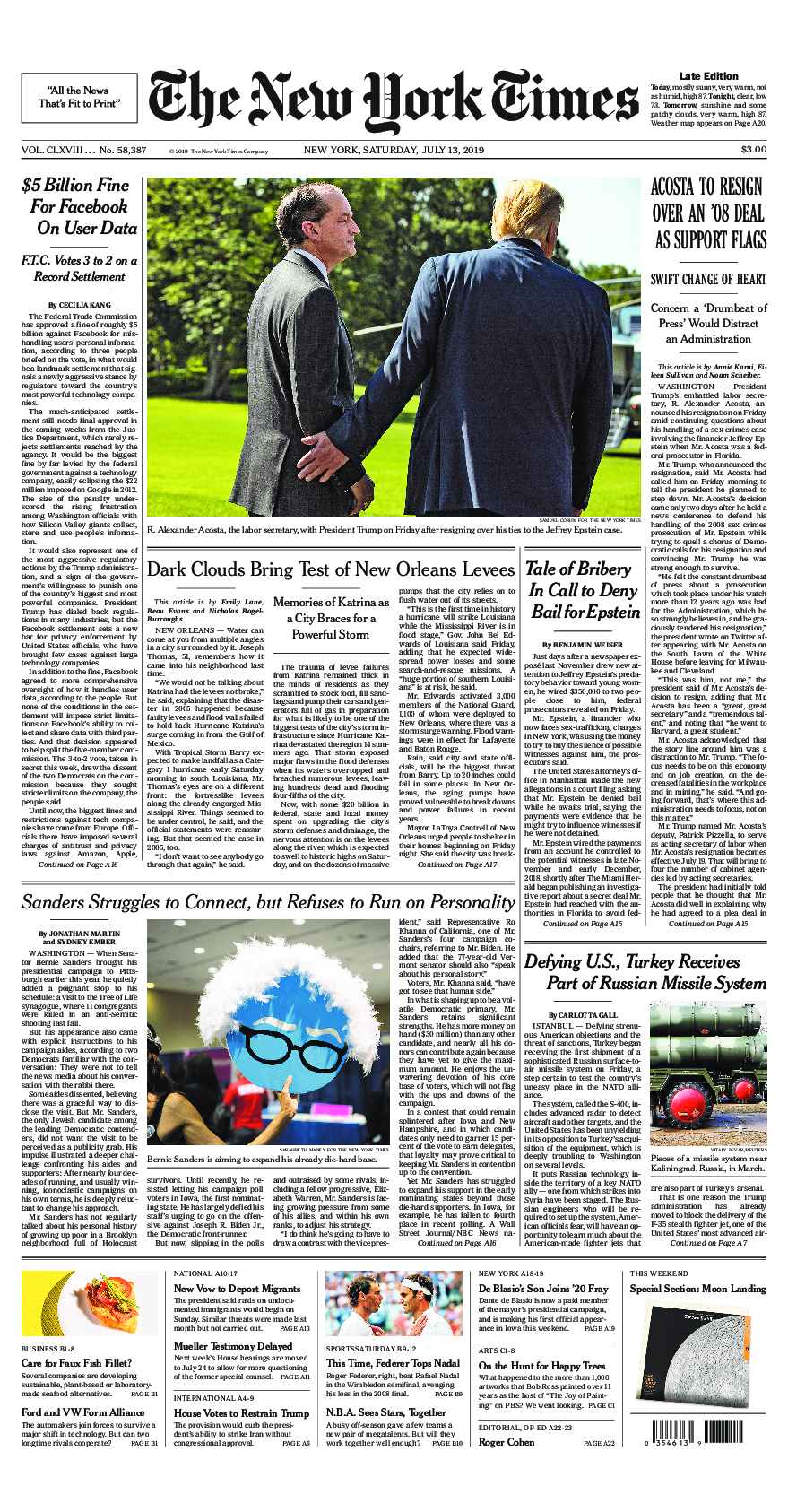 Prima-pagina-New-York-Times-del-2019-07-13