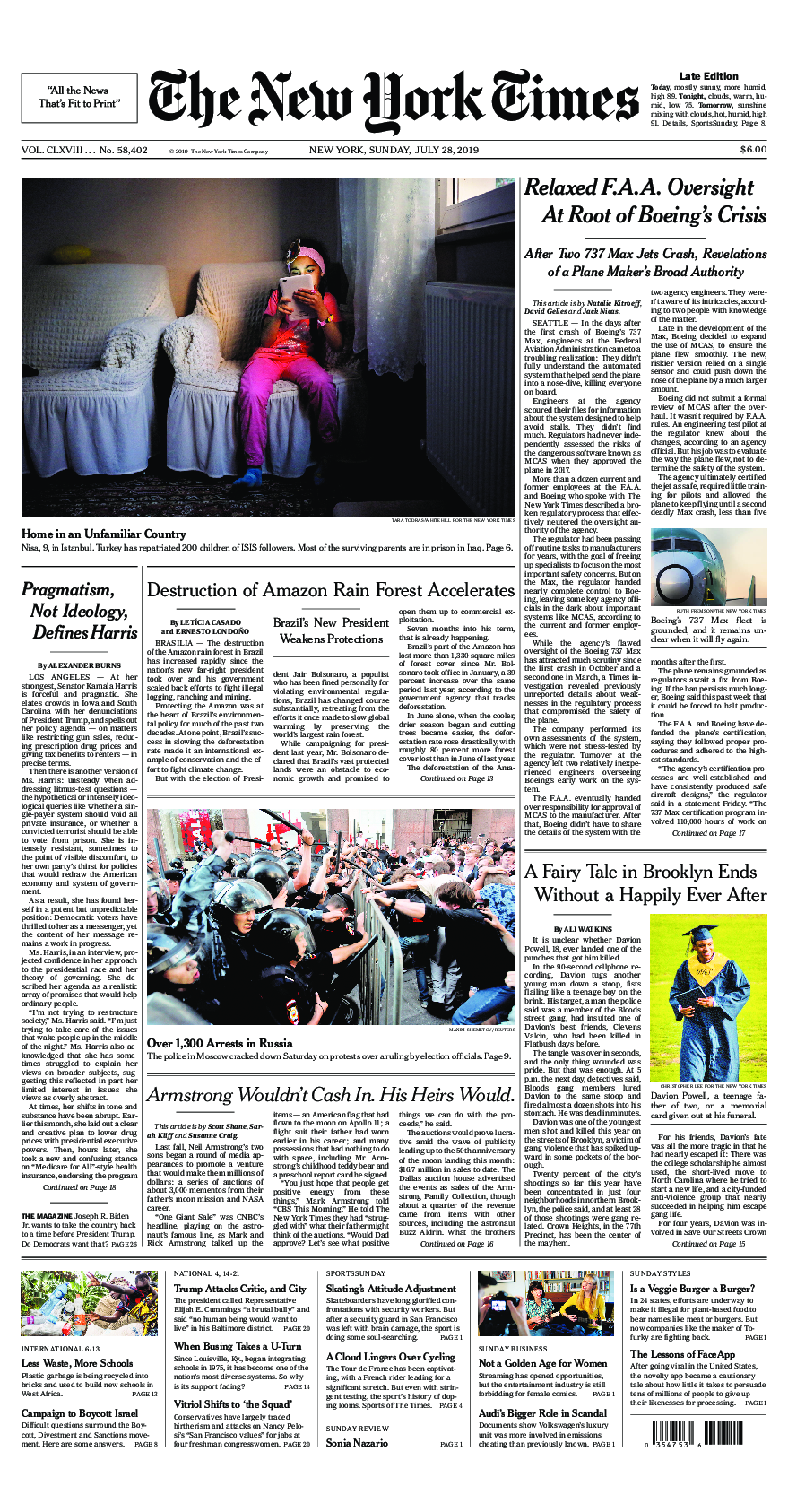 Prima-pagina-New-York-Times-del-2019-07-28