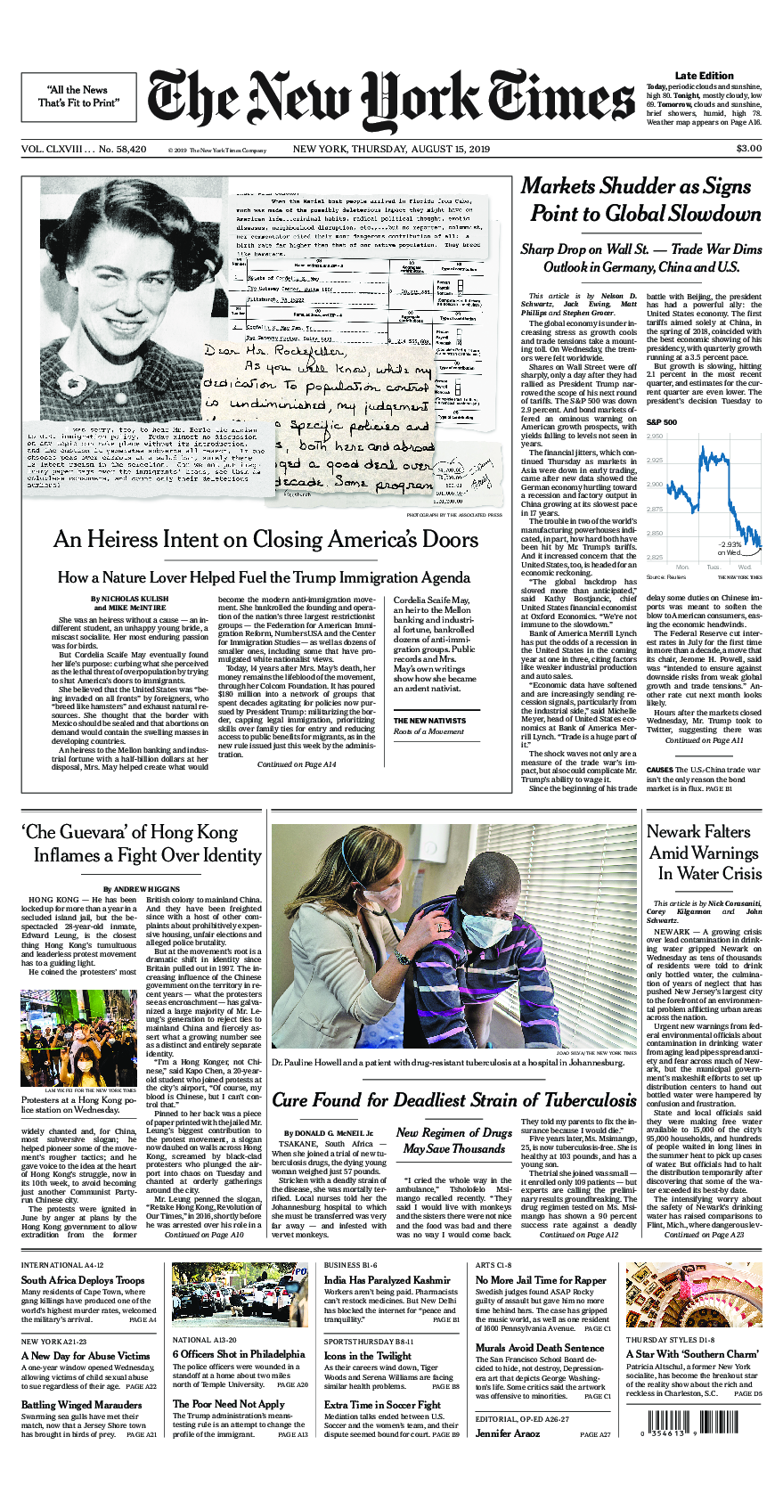 Prima-pagina-New-York-Times-del-2019-08-15