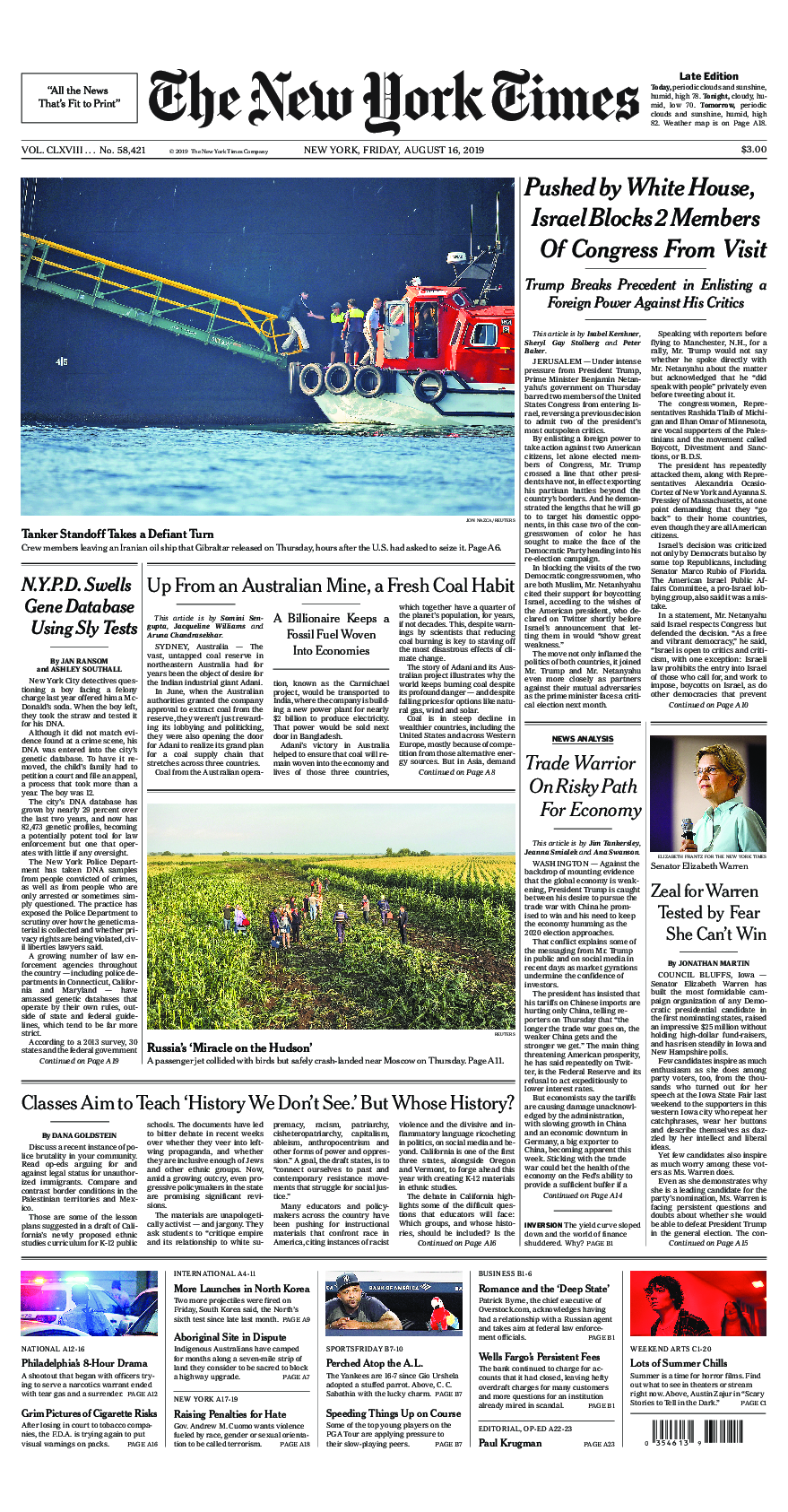 Prima-pagina-New-York-Times-del-2019-08-16