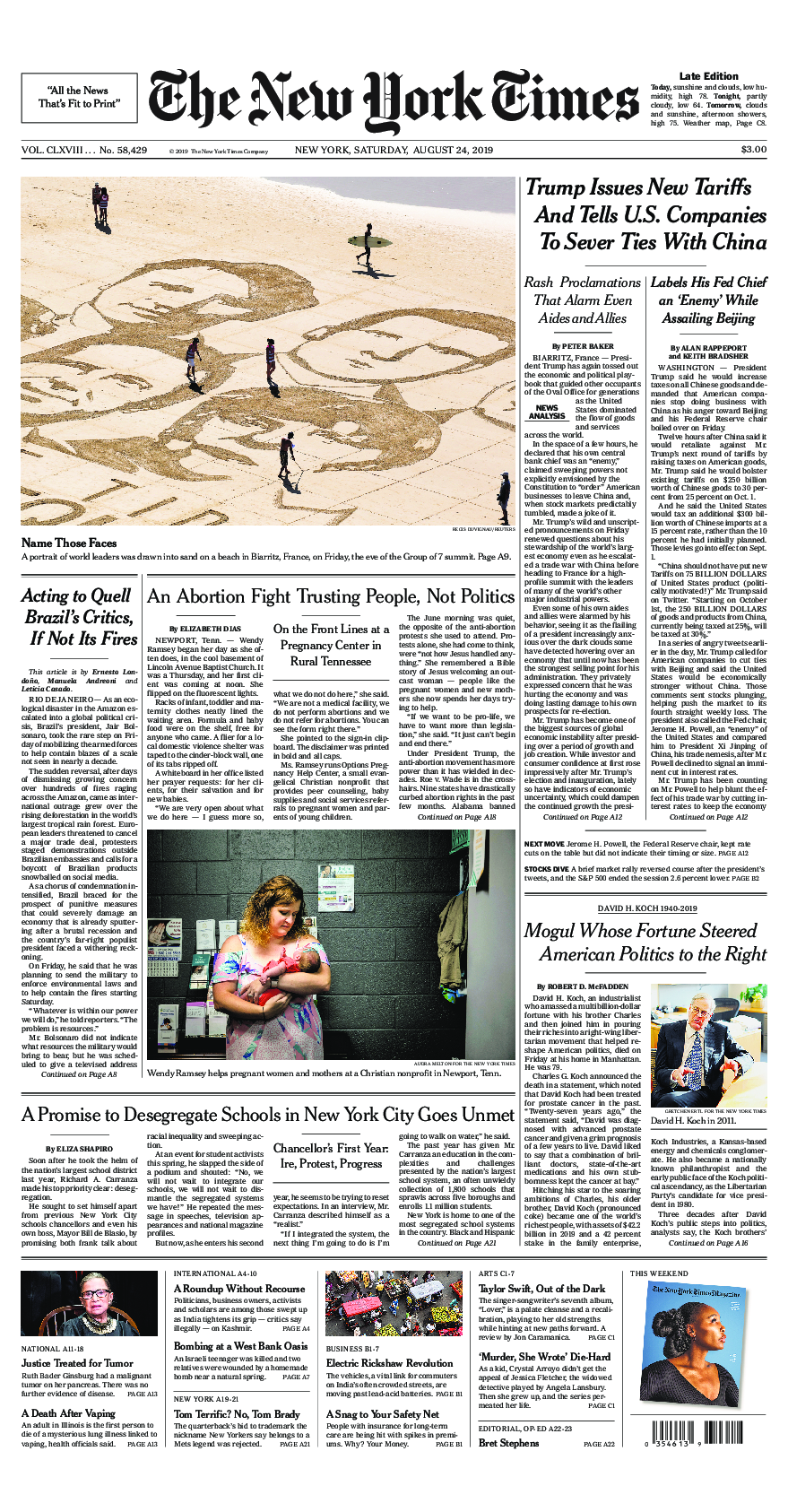 Prima-pagina-New-York-Times-del-2019-08-24