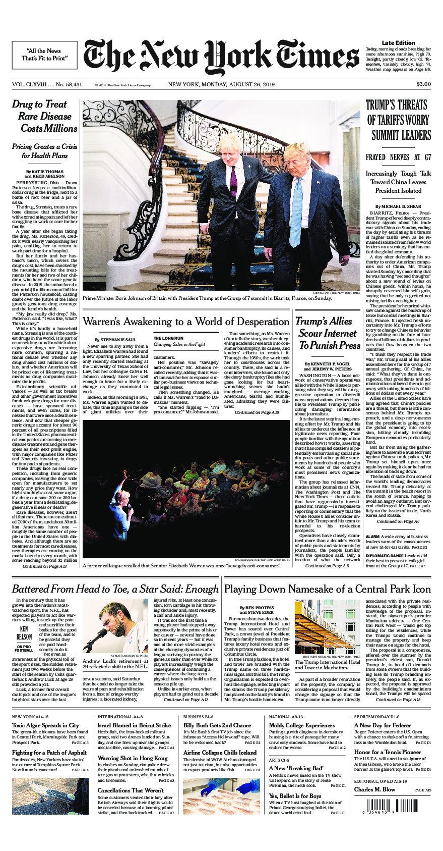 Prima-pagina-New-York-Times-del-2019-08-26