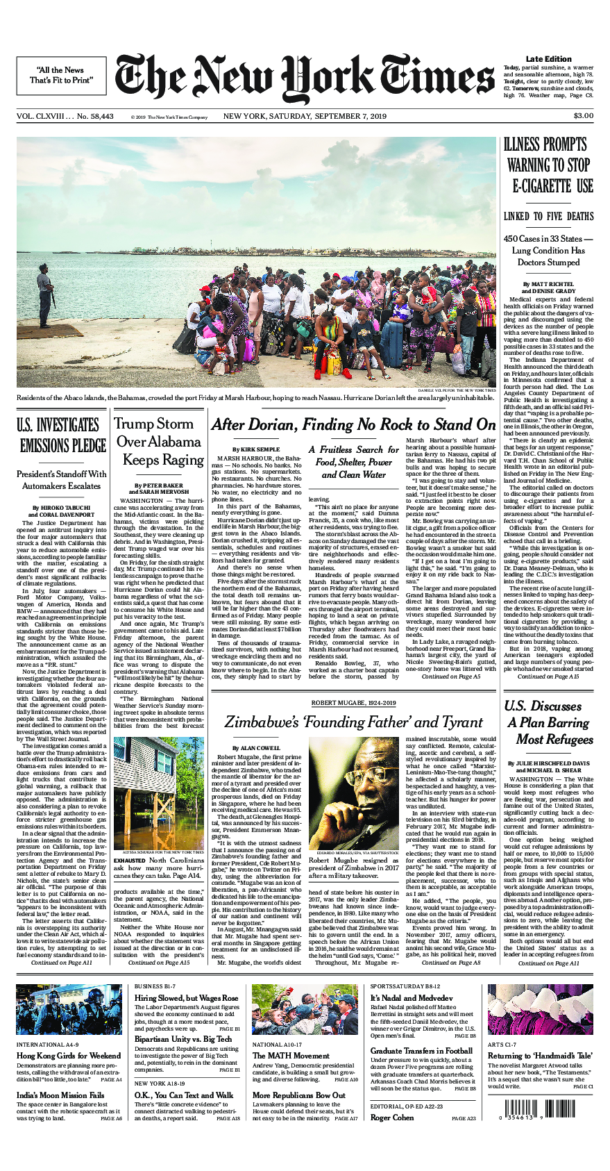 Prima-pagina-New-York-Times-del-2019-09-07