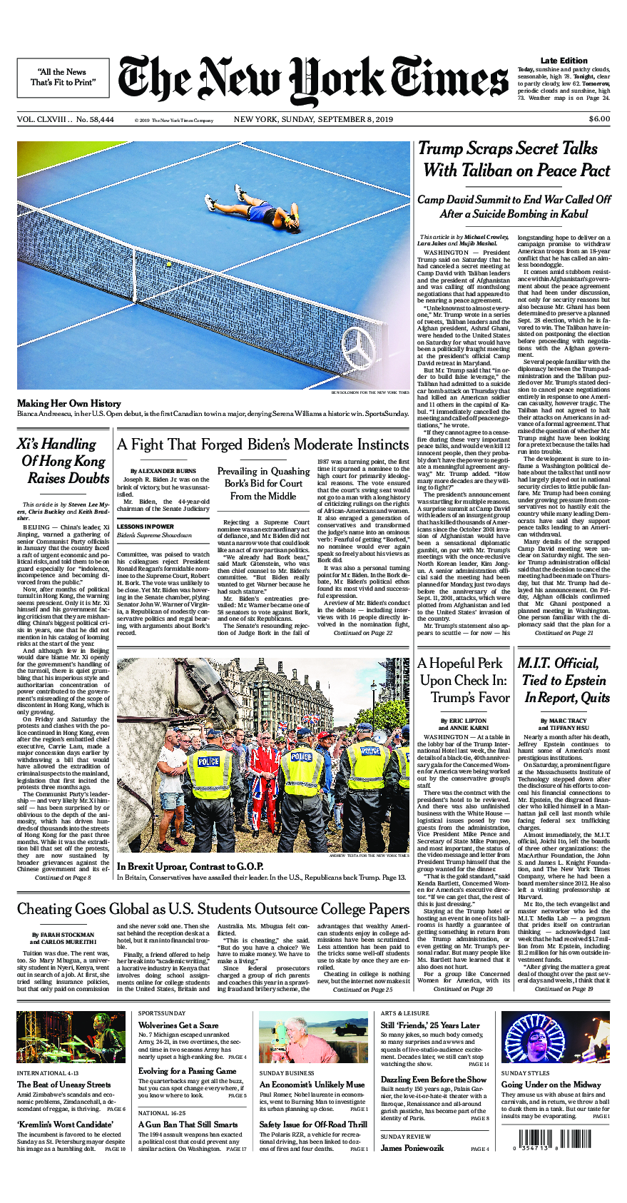 Prima-pagina-New-York-Times-del-2019-09-08