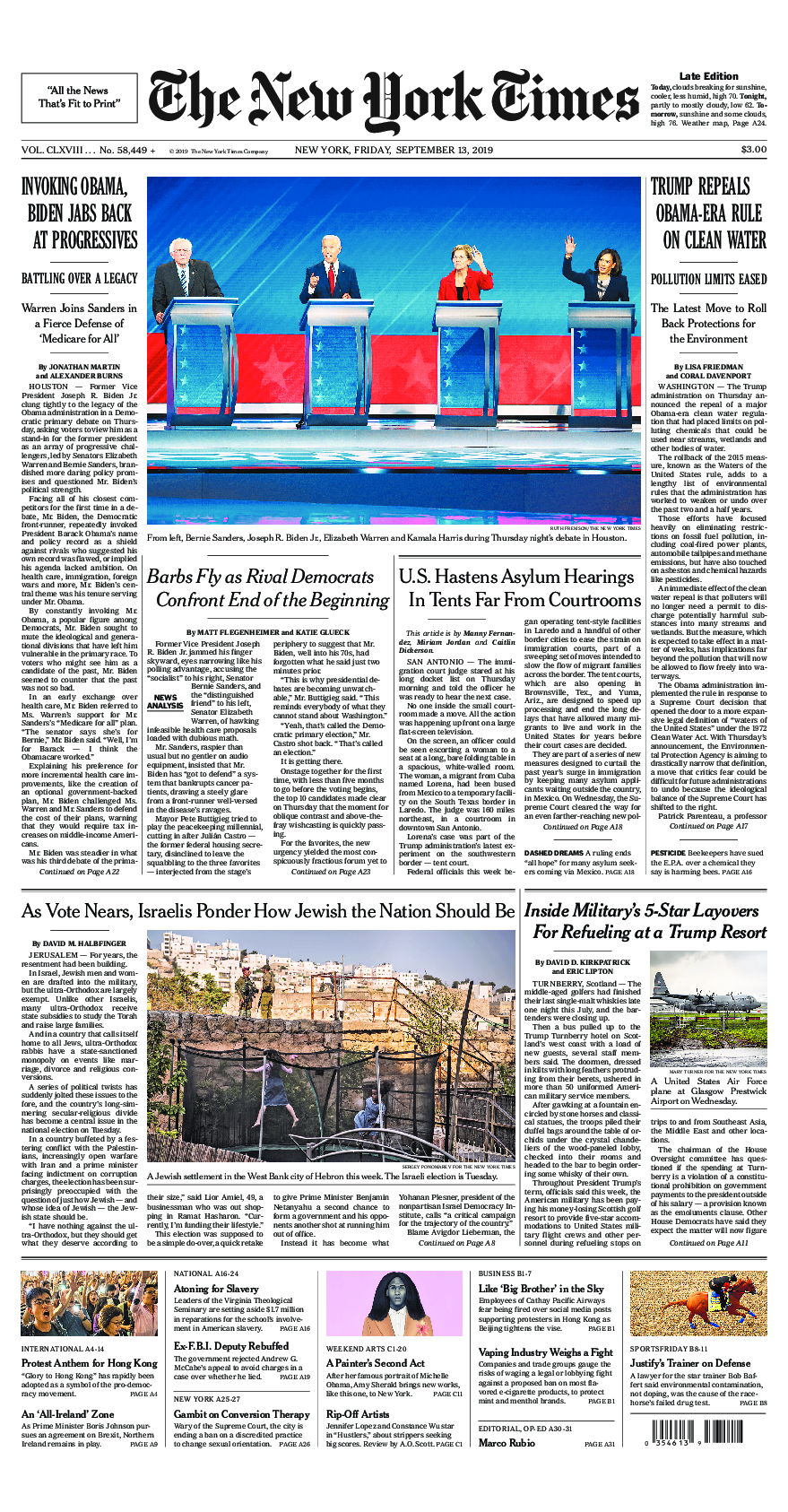 Prima-pagina-New-York-Times-del-2019-09-13