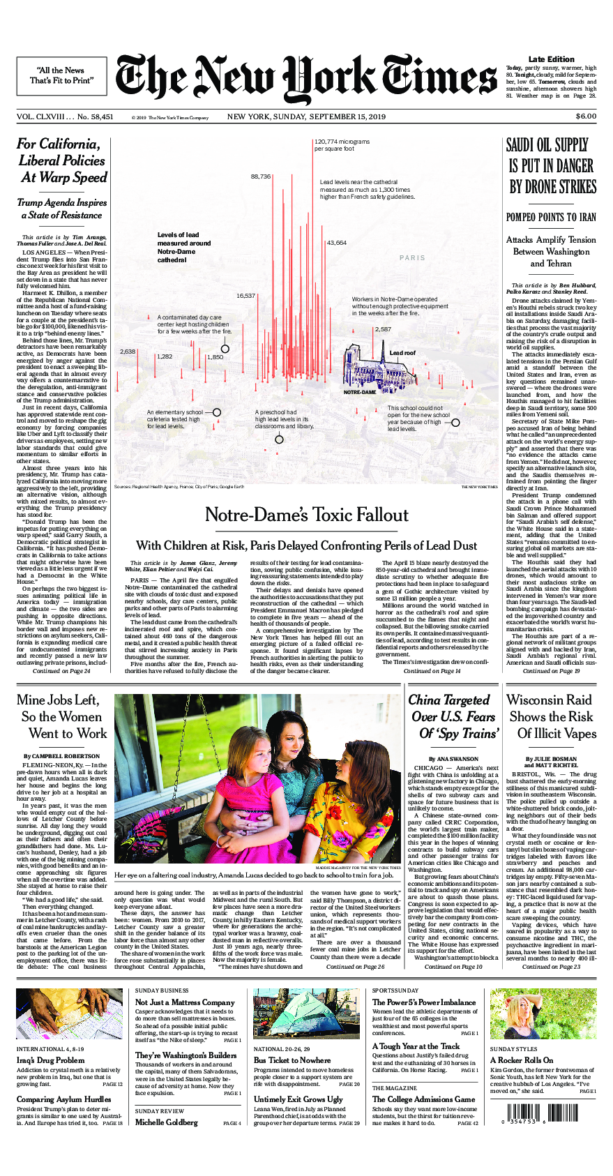 Prima-pagina-New-York-Times-del-2019-09-15