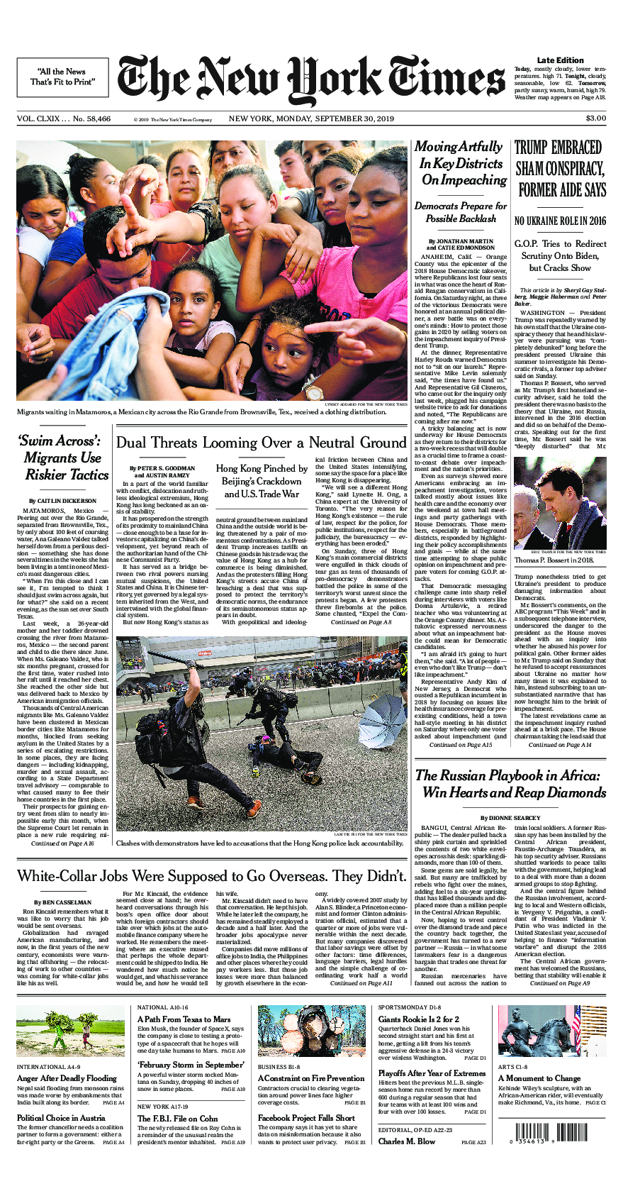 Prima-pagina-New-York-Times-del-2019-09-30