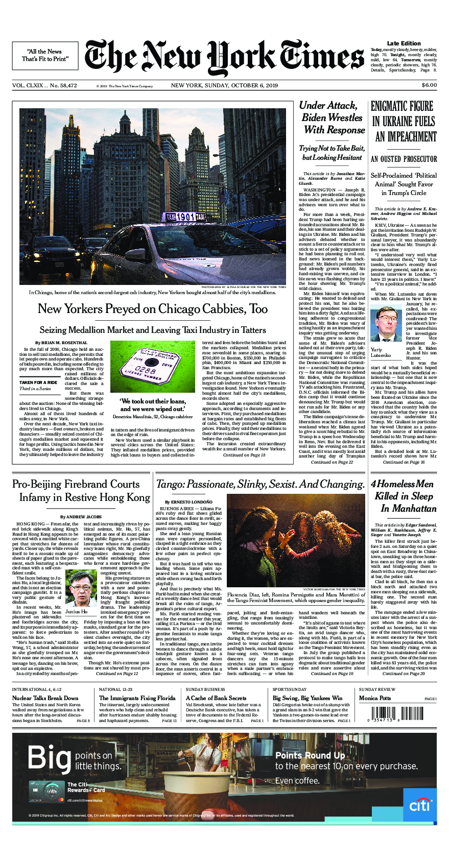 Prima-pagina-New-York-Times-del-2019-10-06