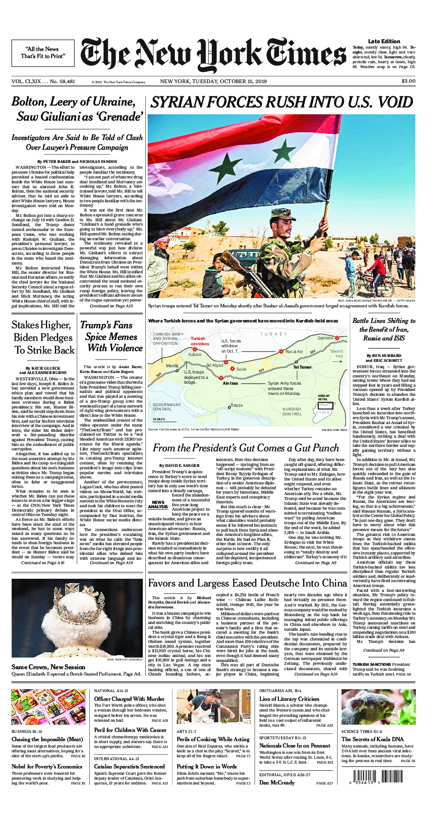 Prima-pagina-New-York-Times-del-2019-10-15