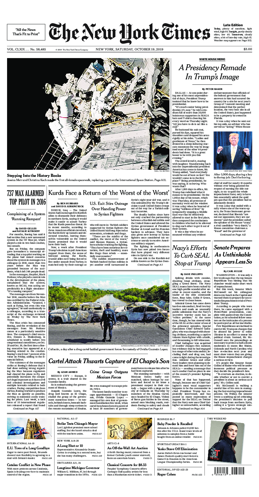 Prima-pagina-New-York-Times-del-2019-10-19