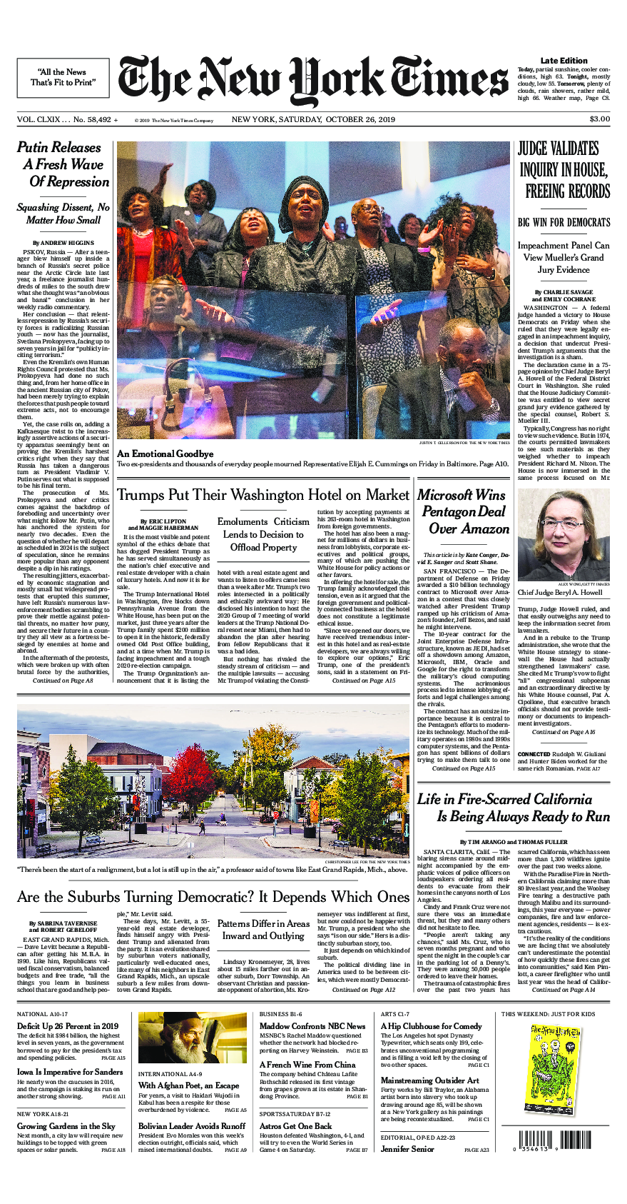 Prima-pagina-New-York-Times-del-2019-10-26