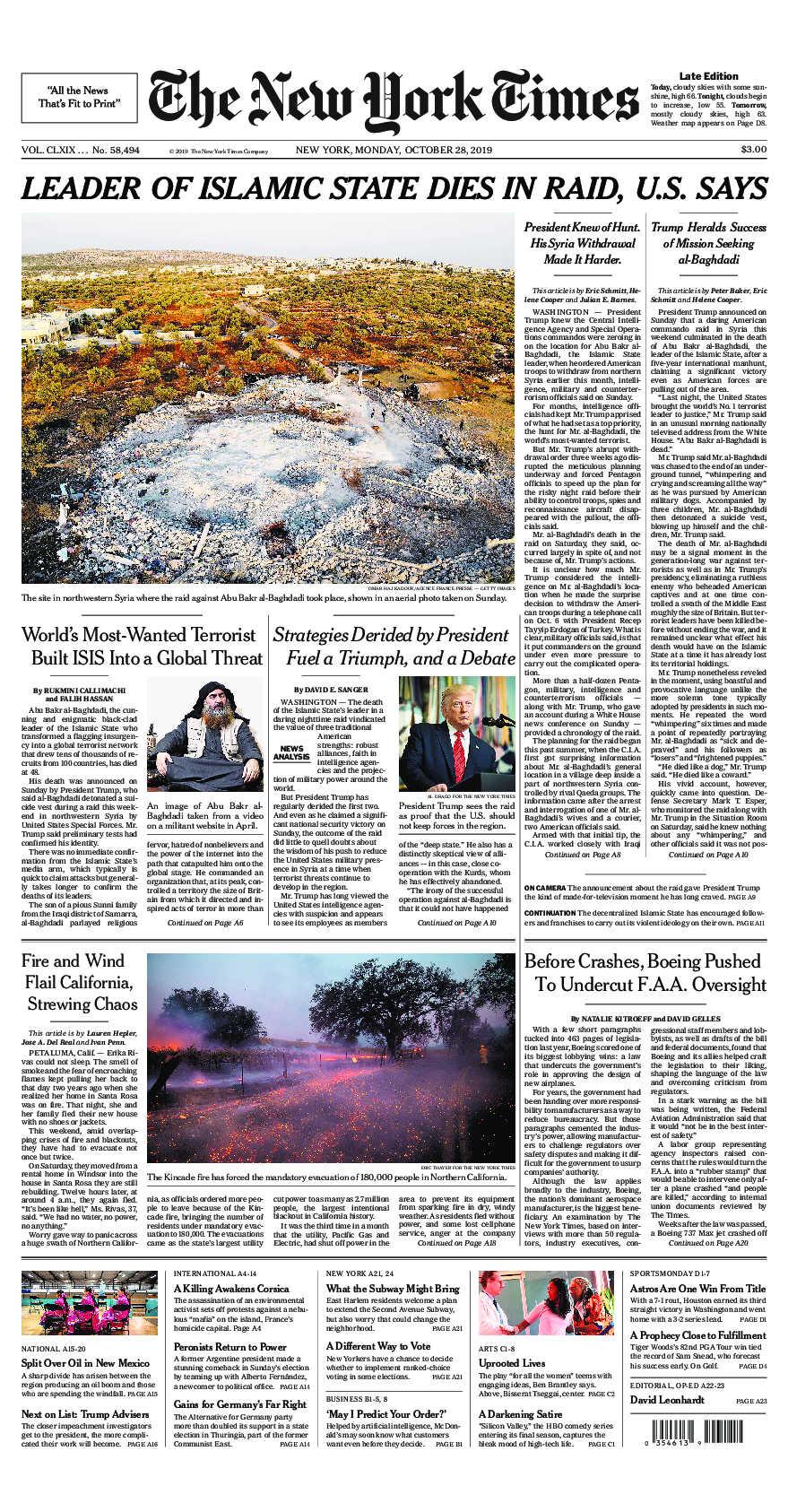 Prima-pagina-New-York-Times-del-2019-10-28