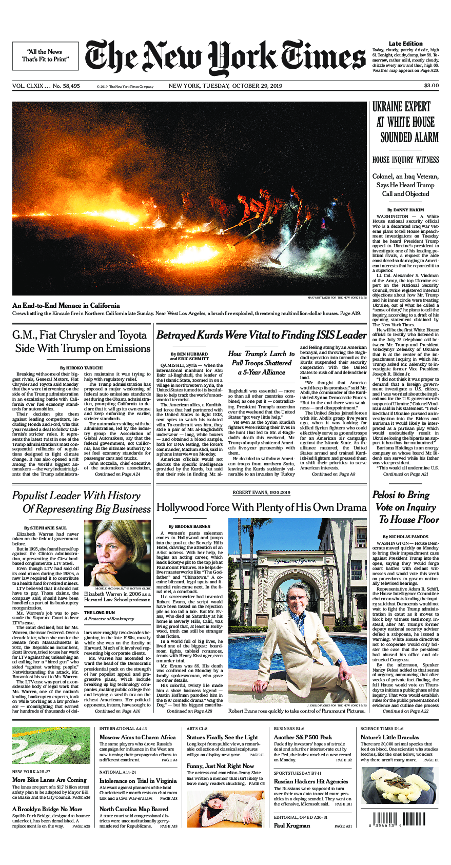 Prima-pagina-New-York-Times-del-2019-10-29