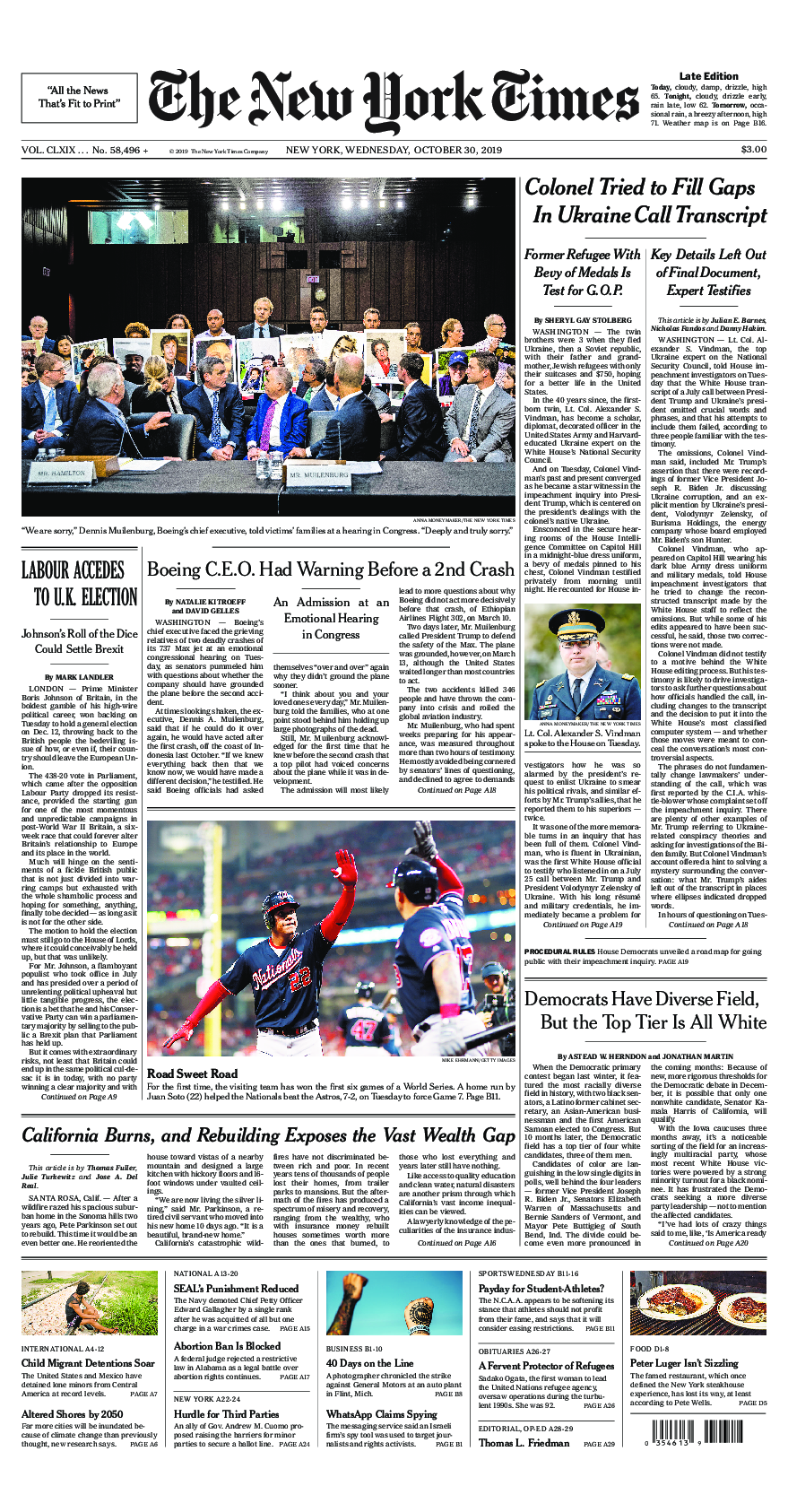 Prima-pagina-New-York-Times-del-2019-10-30