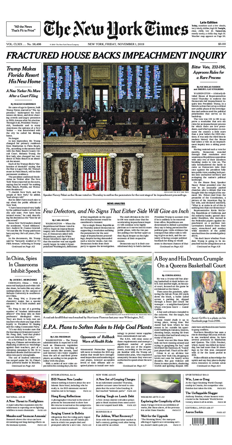 Prima-pagina-New-York-Times-del-2019-11-01