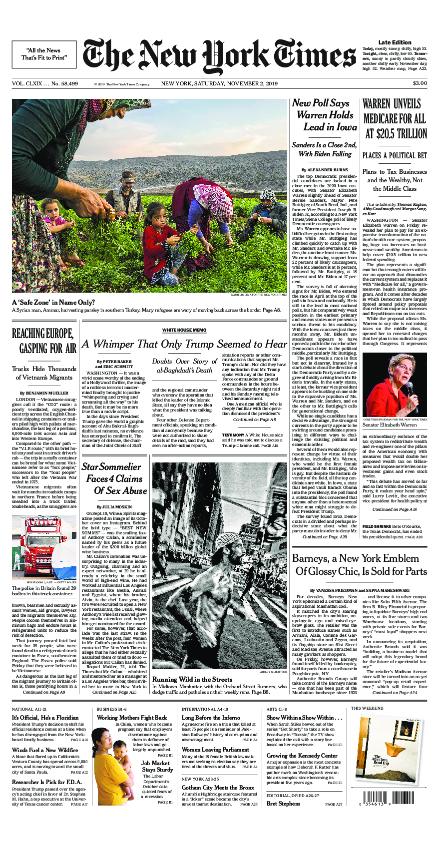 Prima-pagina-New-York-Times-del-2019-11-02