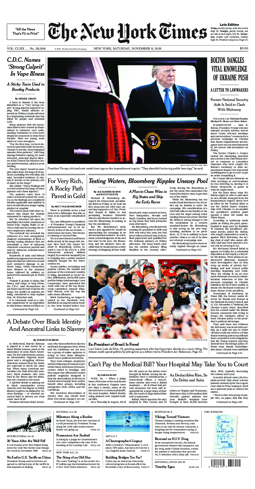 Prima-pagina-New-York-Times-del-2019-11-09