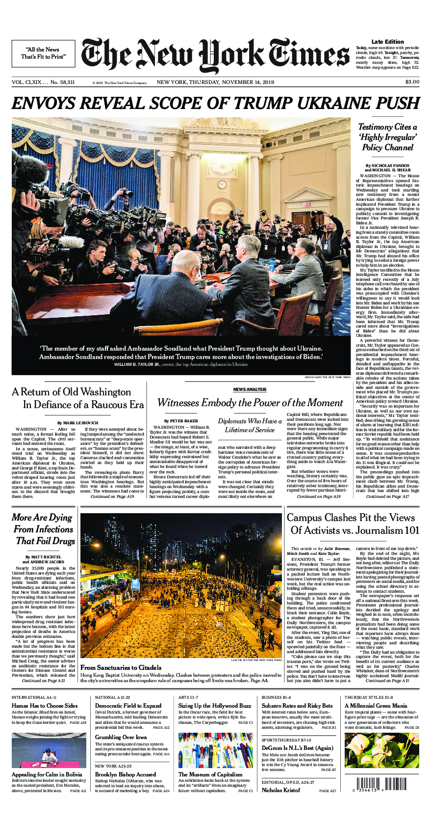 Prima-pagina-New-York-Times-del-2019-11-14