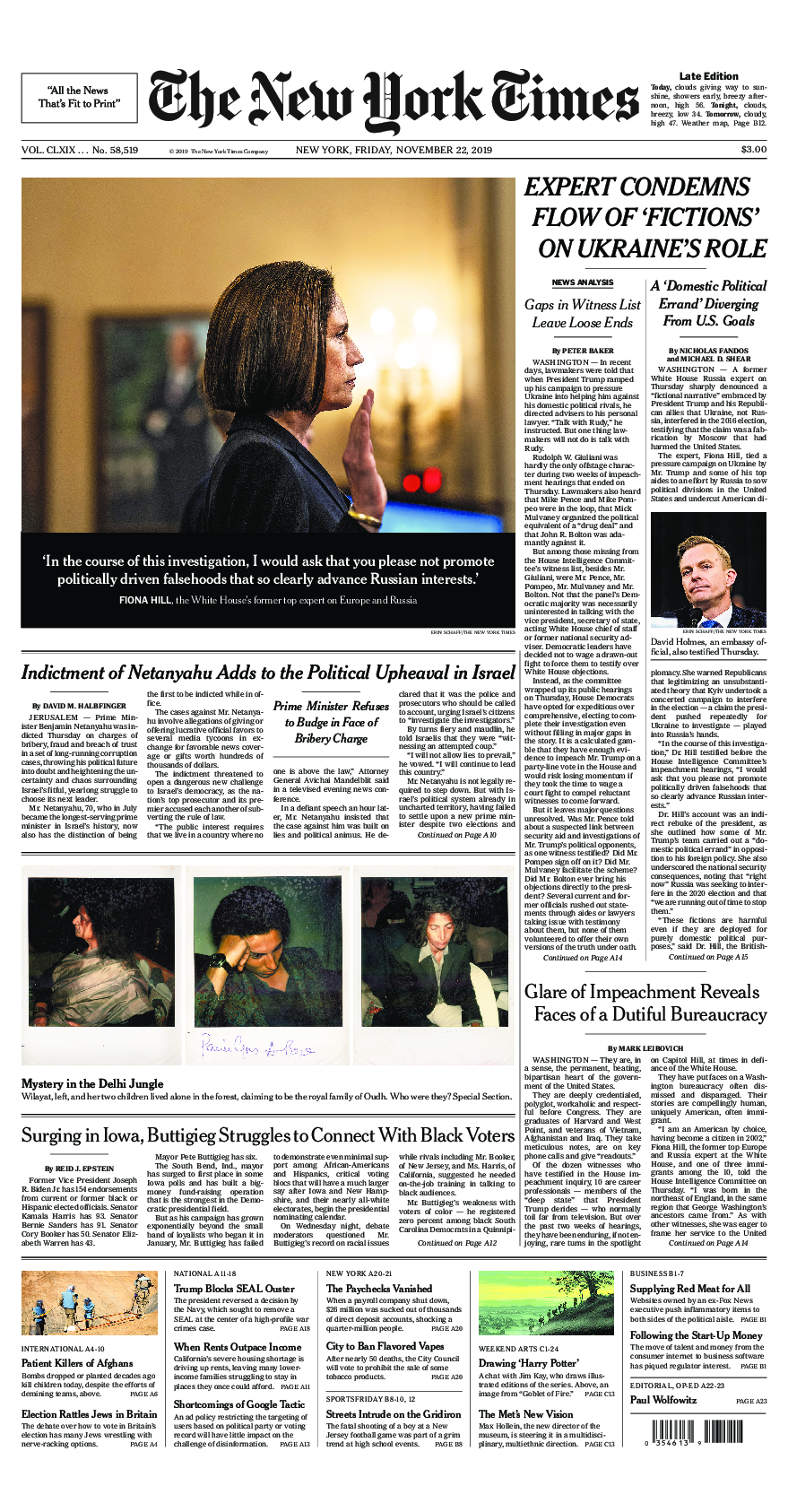 Prima-pagina-New-York-Times-del-2019-11-22