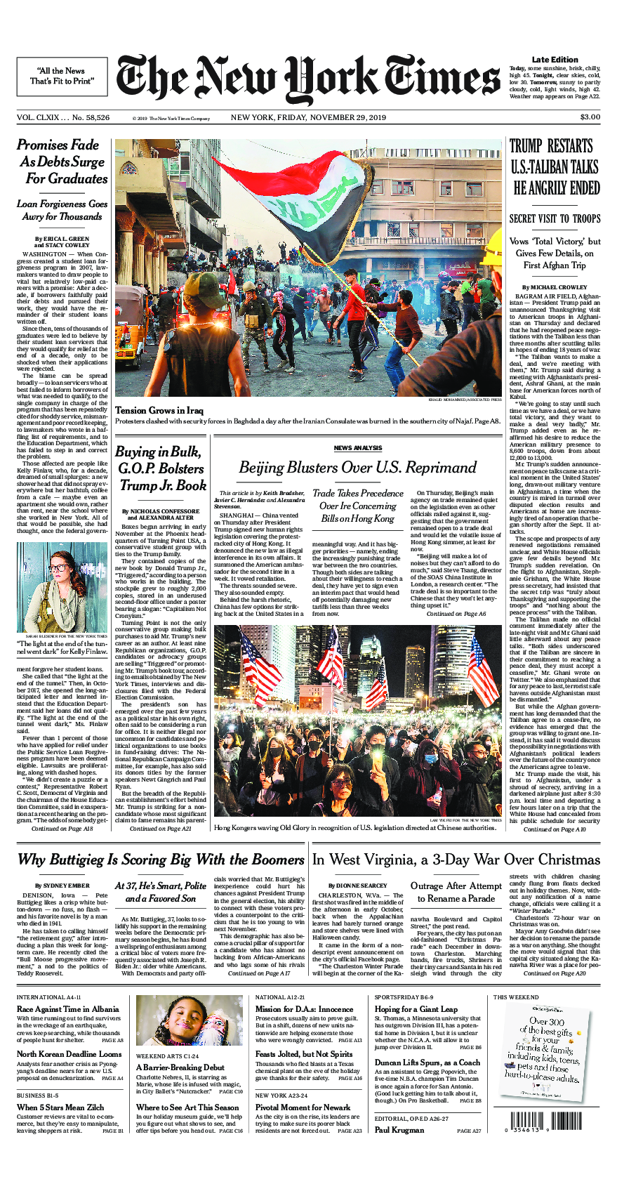 Prima-pagina-New-York-Times-del-2019-11-29