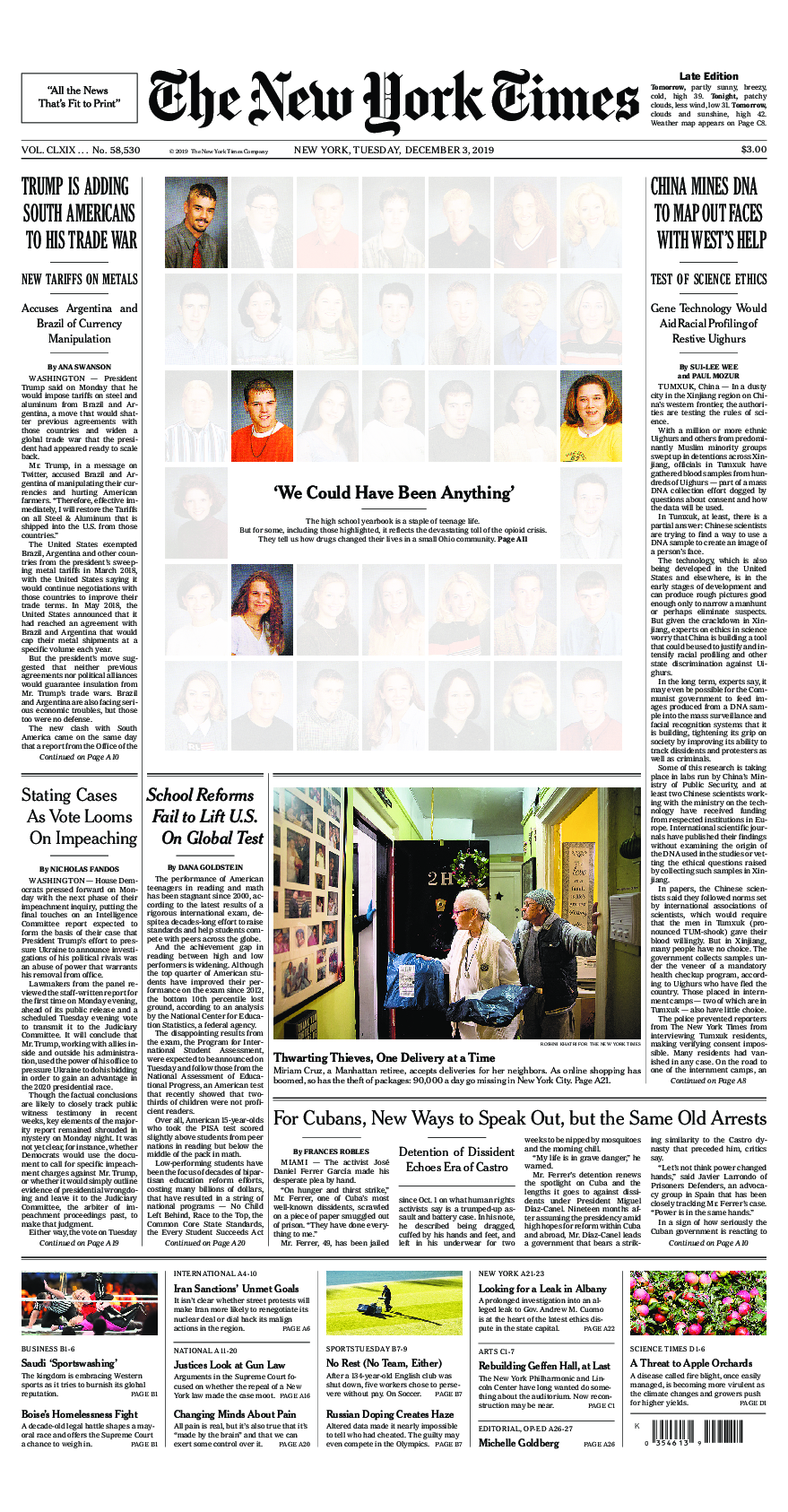 Prima-pagina-New-York-Times-del-2019-12-03