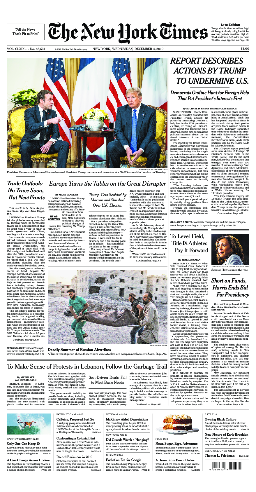 Prima-pagina-New-York-Times-del-2019-12-04