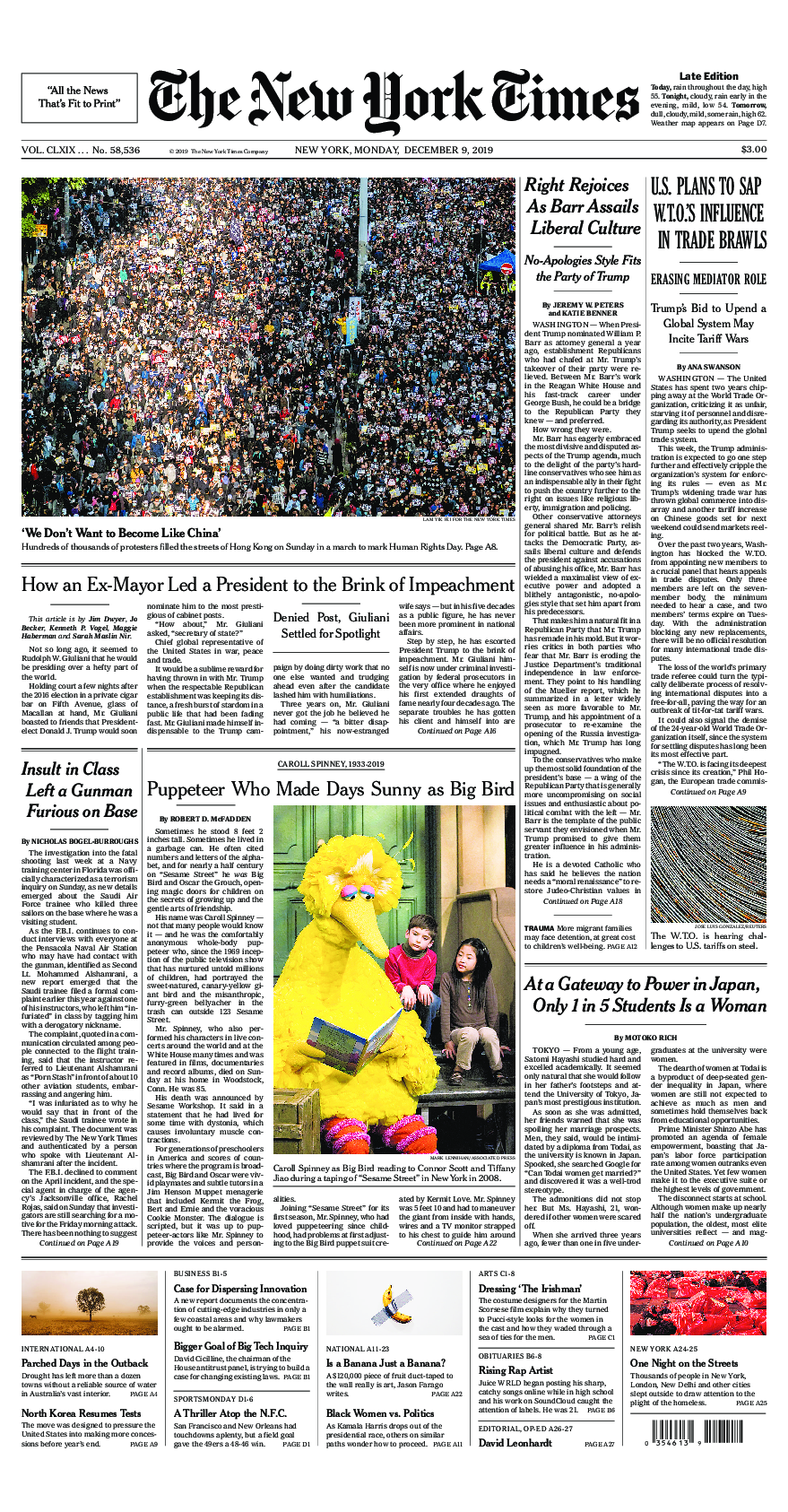 Prima-pagina-New-York-Times-del-2019-12-09