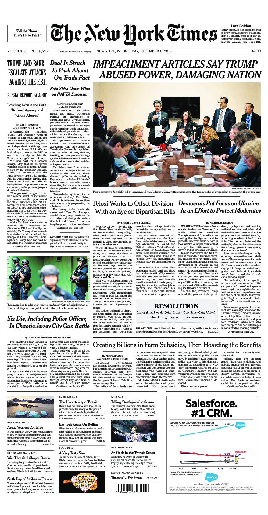 Prima-pagina-New-York-Times-del-2019-12-11