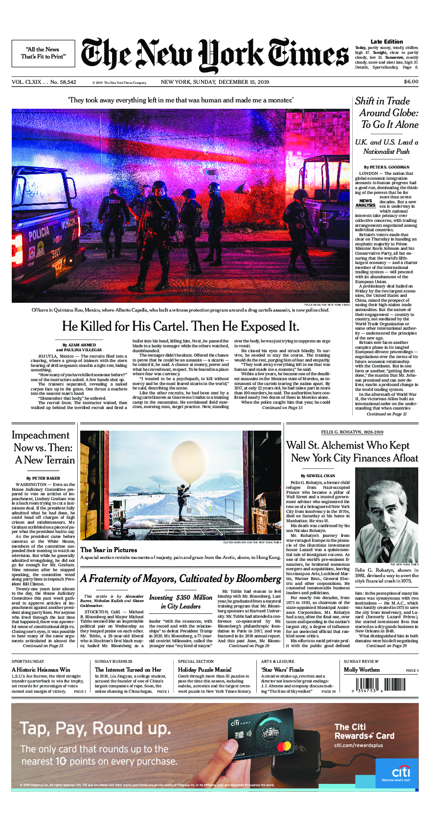 Prima-pagina-New-York-Times-del-2019-12-15