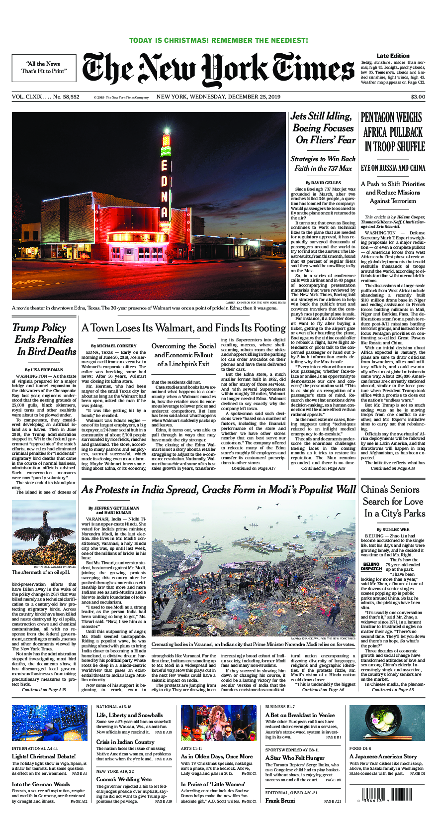 Prima-pagina-New-York-Times-del-2019-12-25