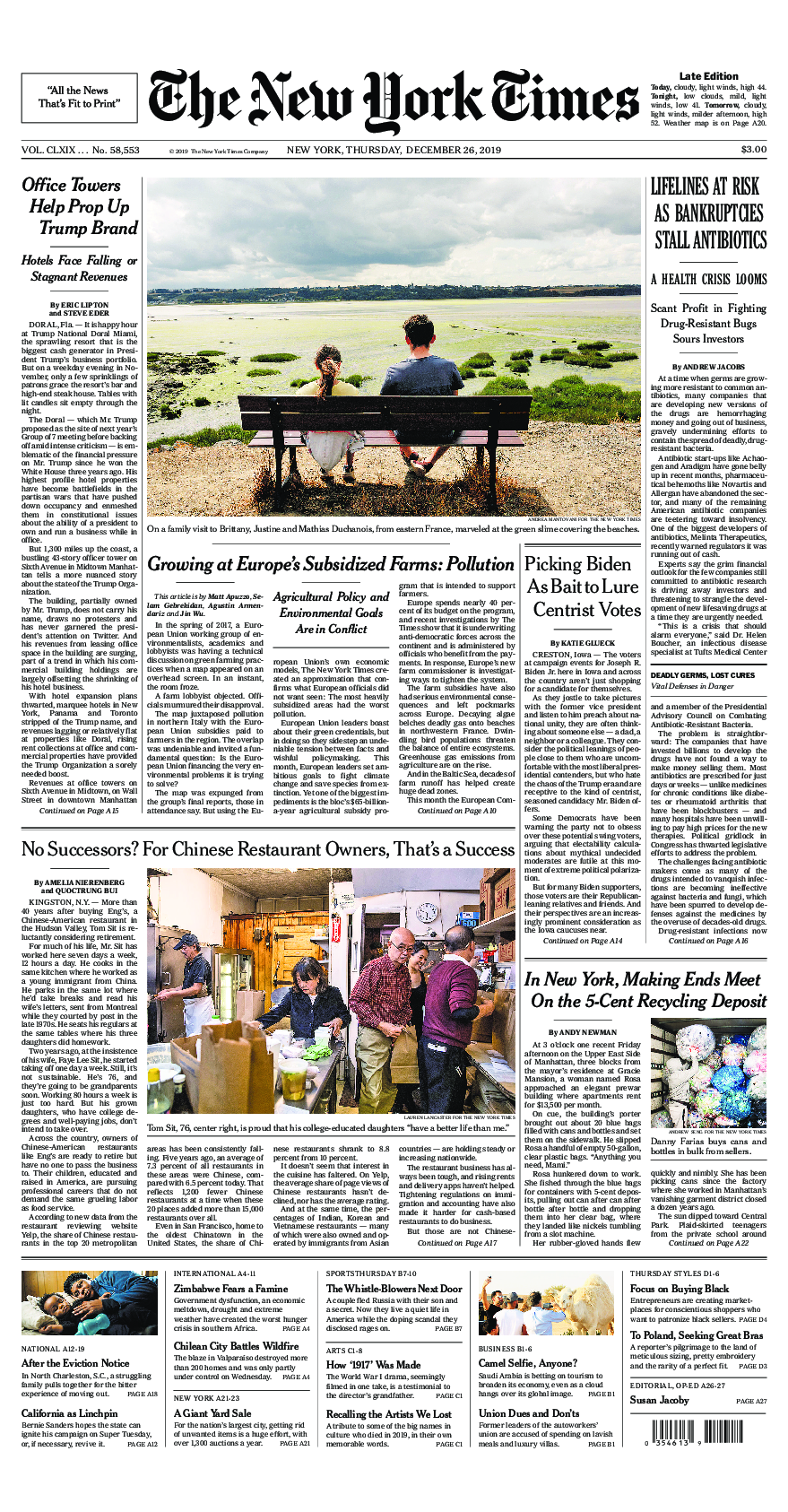 Prima-pagina-New-York-Times-del-2019-12-26